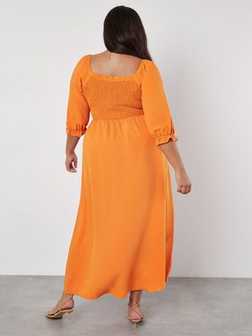 Apricot Sommerkleid in unifarben, gesmokt