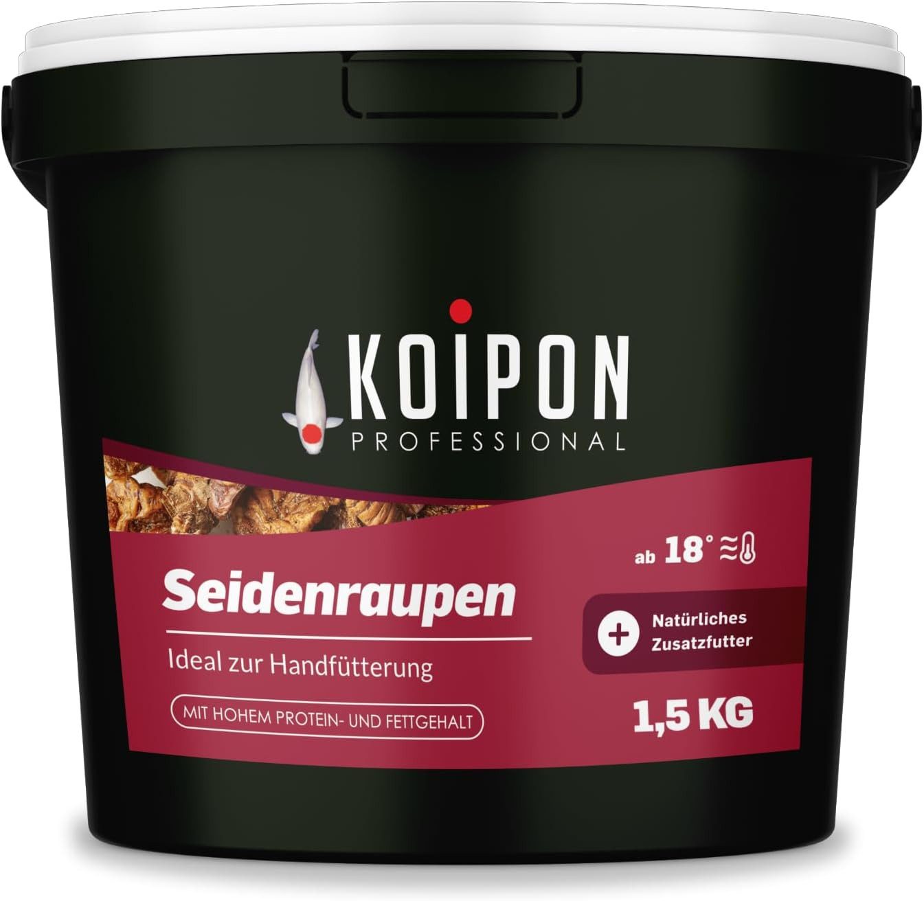 KOIPON KOIPON Seidenraupen getrocknet Naturfutter Leckerli für Koi, Trockenfutter für: Koi, Goldfische, Teichfische, Zierfische, Naturfutter, Handfütterung, Hoher Proteingehalt, Made in Germany
