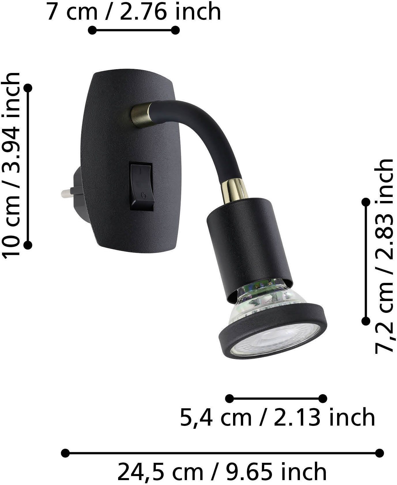 EGLO Steckdosenleuchte PARRINI Steckerlampe - Stahl, Kunststoff - GU10 - 1X günstig online kaufen