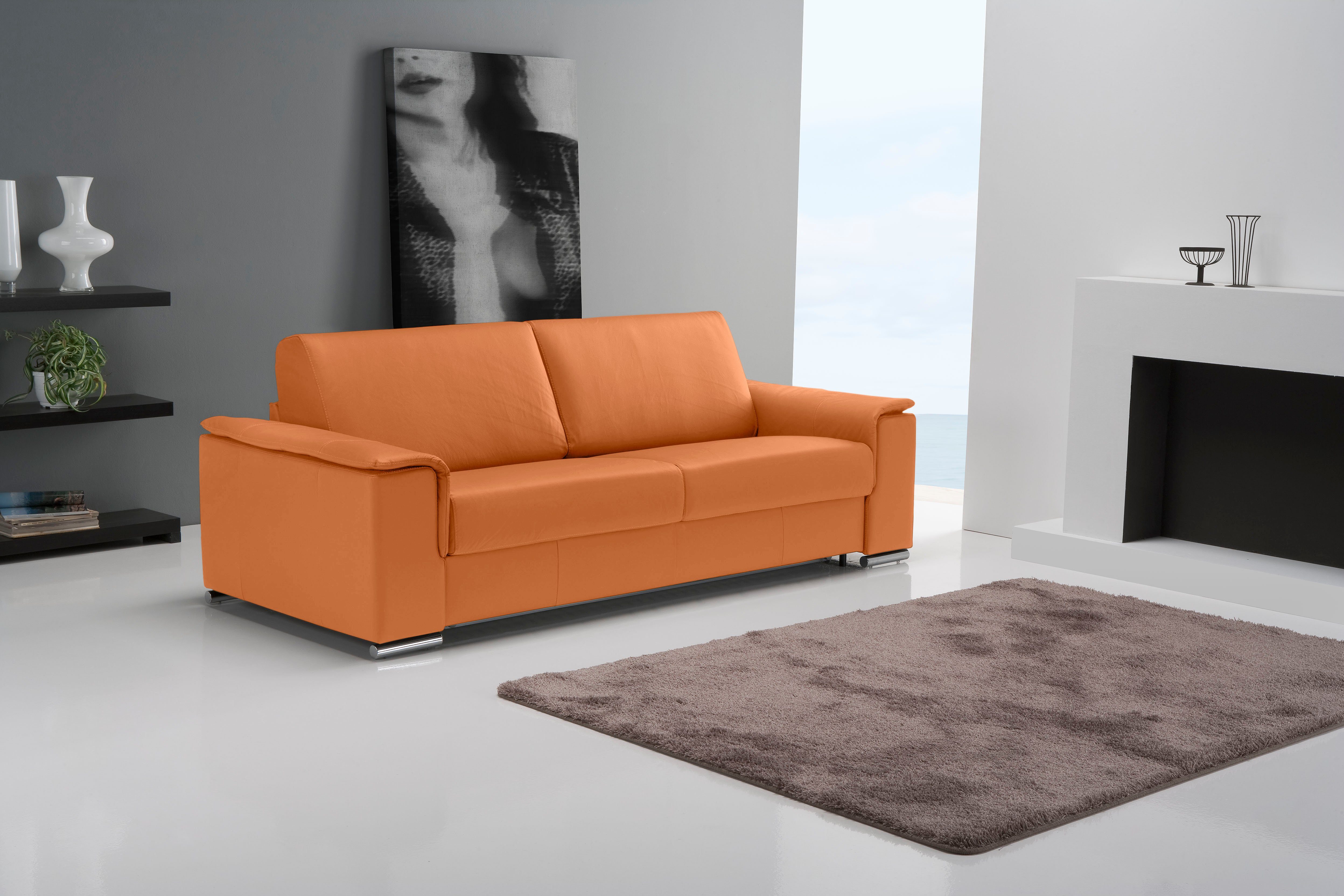 Egoitaliano 2,5-Sitzer Cecilia, modern & elegant, erstklassiger Sitzkomfort, Breite 234cm, mit verchromten Metallfüßen