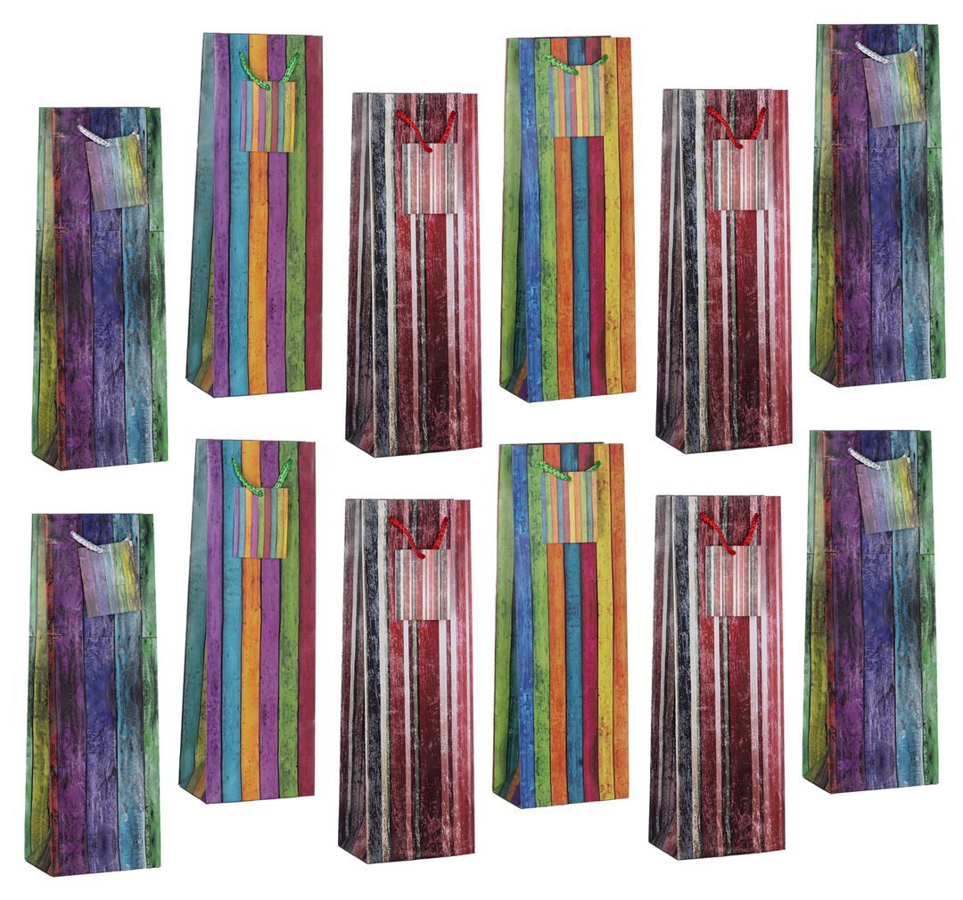 laro Geschenkbox PREMIUM-LINE Flaschentüten Streifen Bunt Flaschetache 12/24/48/96stk (12 St)
