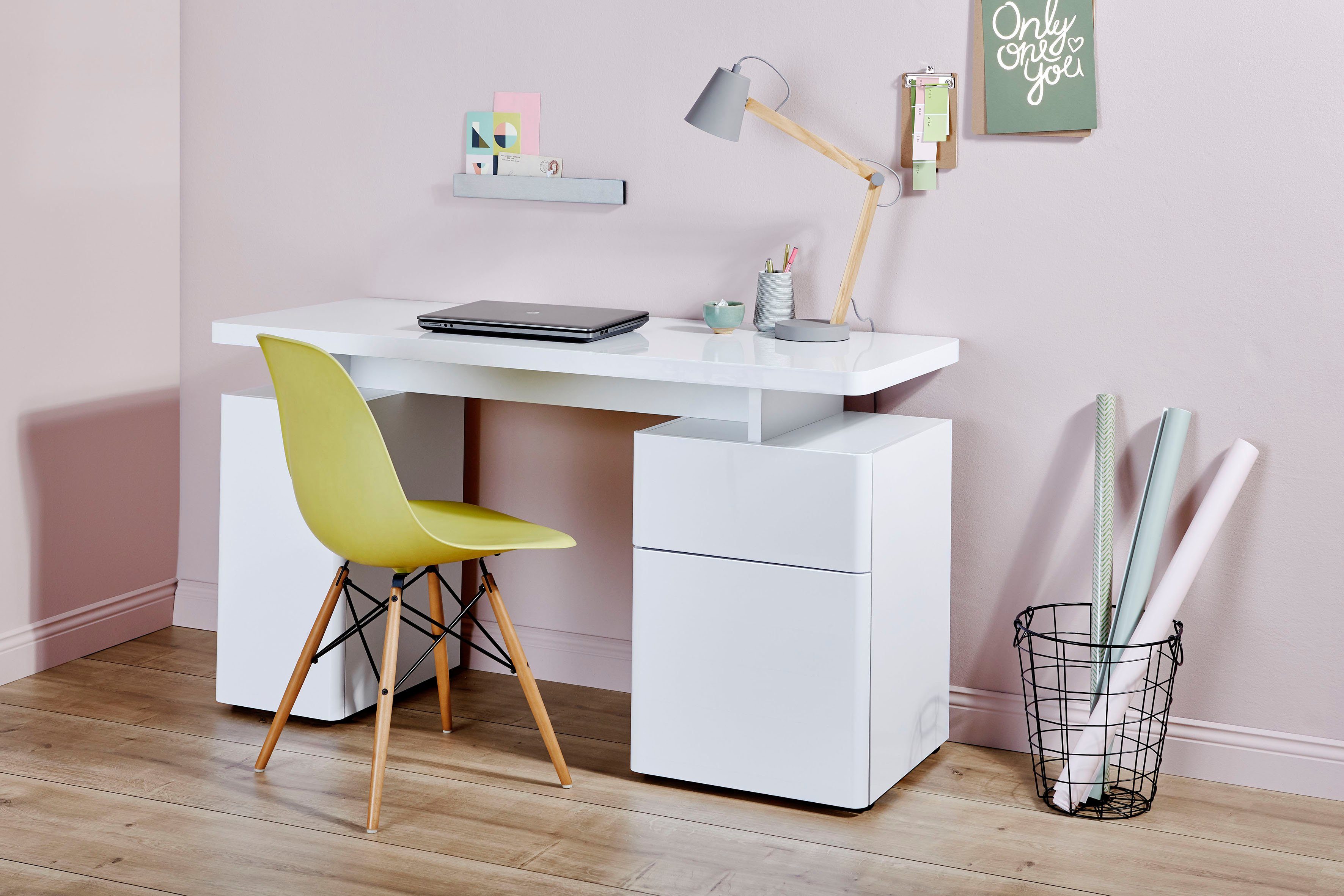 Jahnke Schreibtisch CU-LIBRE 140 (1-St), Platzsparender Arbeitsplatz, mit 1 Schublade und 2 Türen, 135 cm – Bild 2 von 5