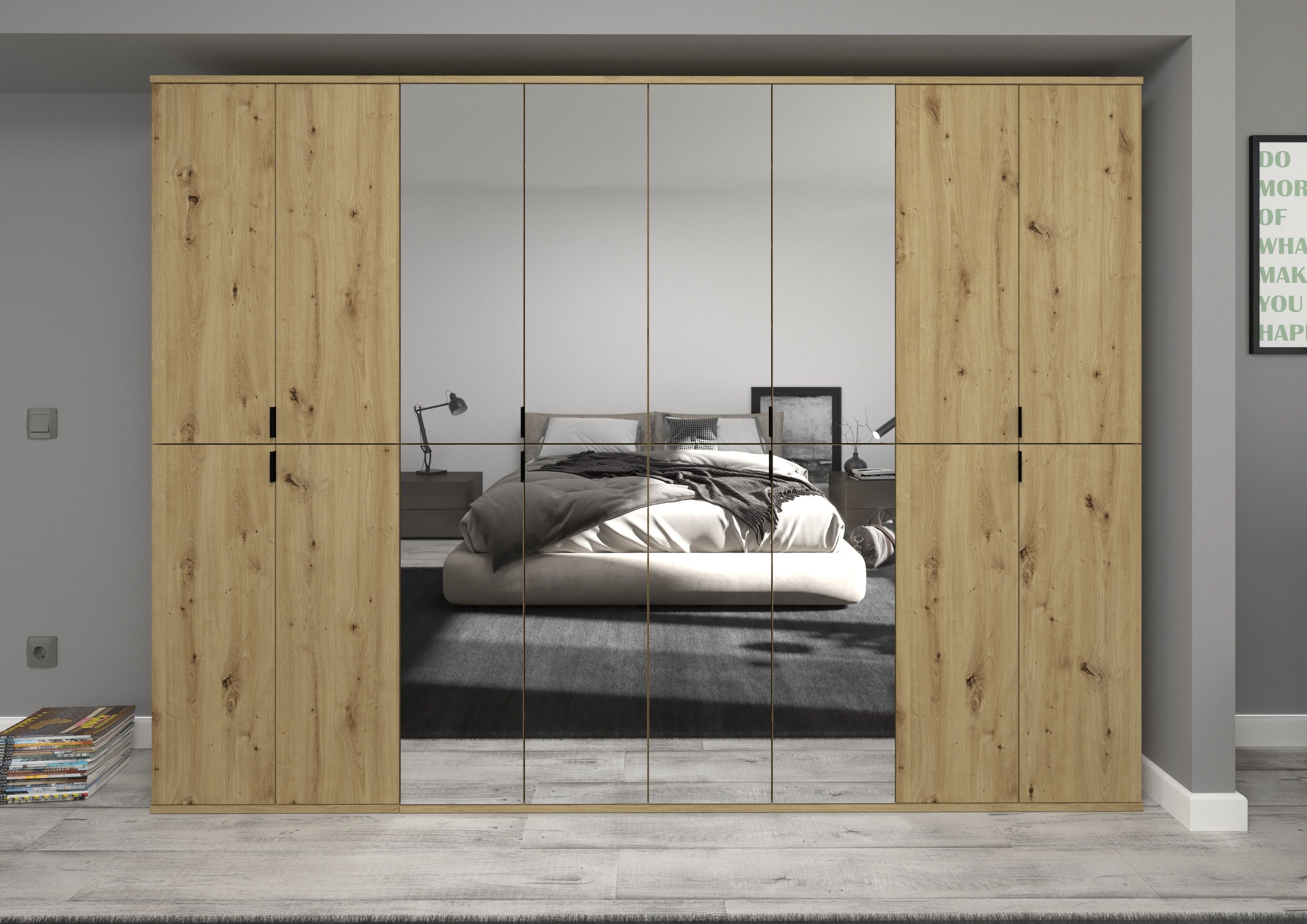 Home affaire Garderoben-Set Trondheim, Breite 244 cm, best. aus 4 Schränken, 16 Türen, 36 Fächer, (Set, 4-St), inkl. ausziehbarer Kleiderstange, Garderobenschrank, Kleiderschrank