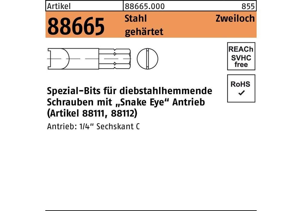 Bit-Set Bit R 88665 Zweiloch M 5 Stahl gehärtet