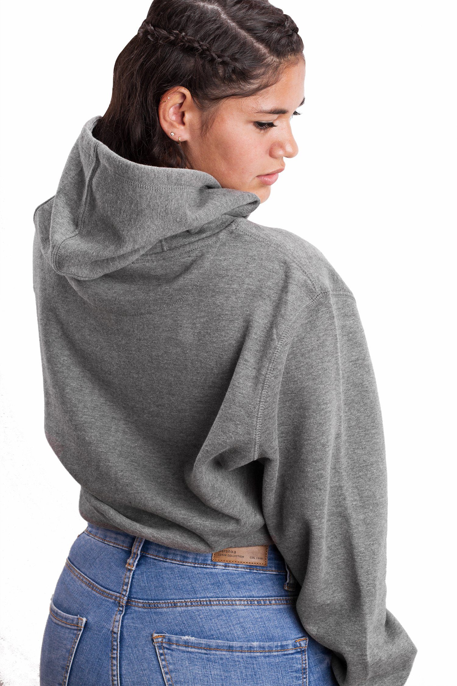 - Crop Manufaktur13 Cropped Hoodie Sweater Asphalt Kapuzenpullover, kurzer Hoodie Oversize