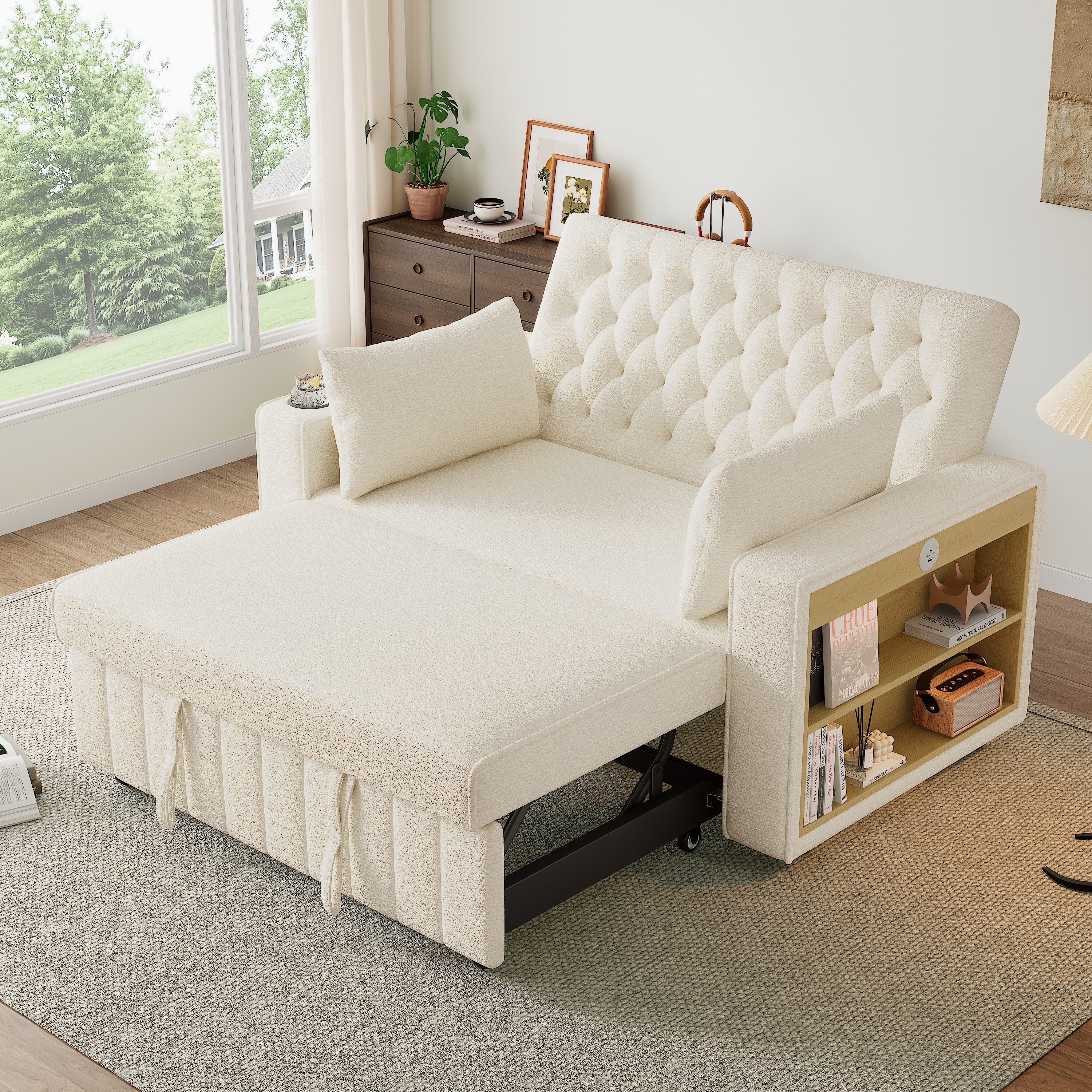 OKWISH Schlafsofa aus Chenille, Polstersofa, Doppelschlafsofa, Schlafcouch 1 Teile, 3-stufig verstellbare Rückenlehne
