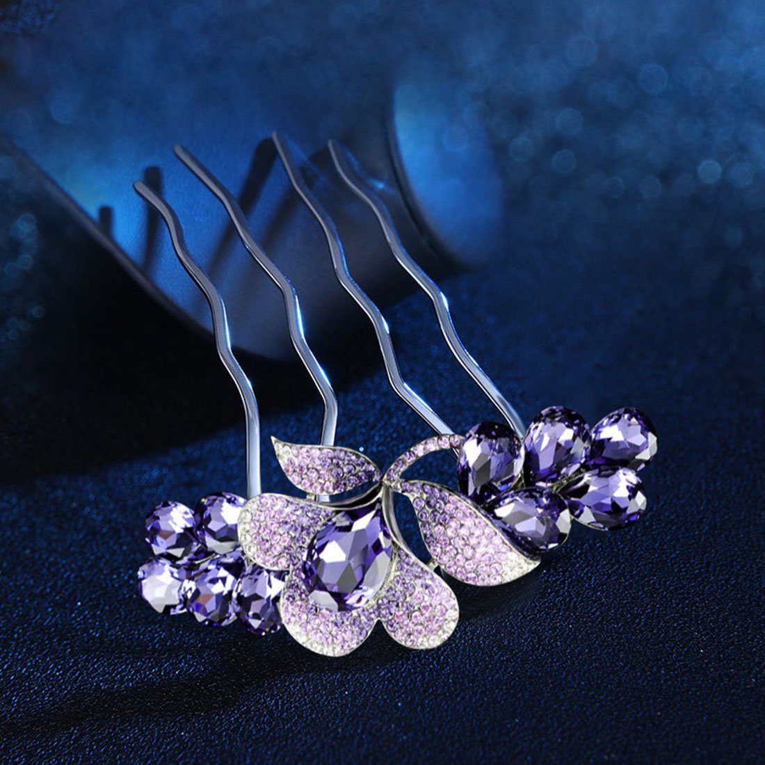 GLAMO Diadem Braut-Haar-Accessoires, Hochzeitshaarkämme, Kristall-Diamant-Haarkämme Violett