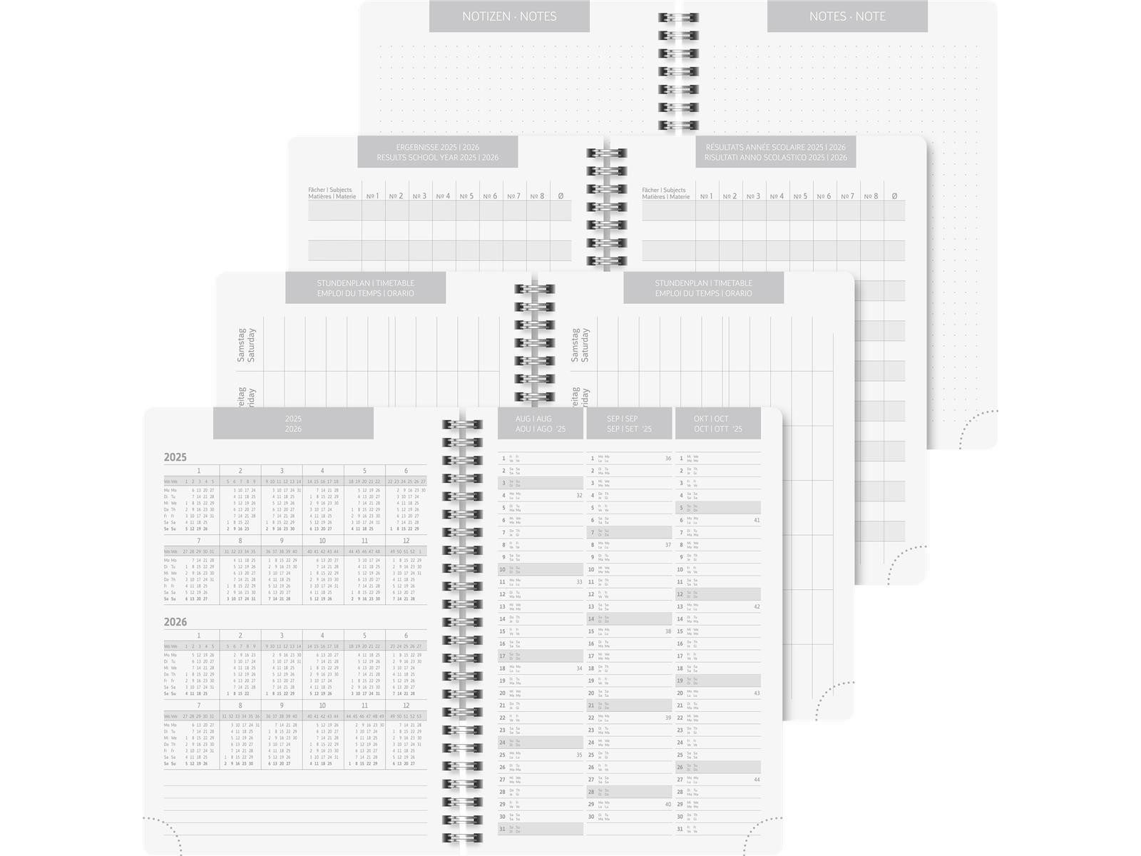 BRUNNEN Schülerkalender Brunnen Schülerkalender 2025 / 2026 Plain Black A5 Kunststoff