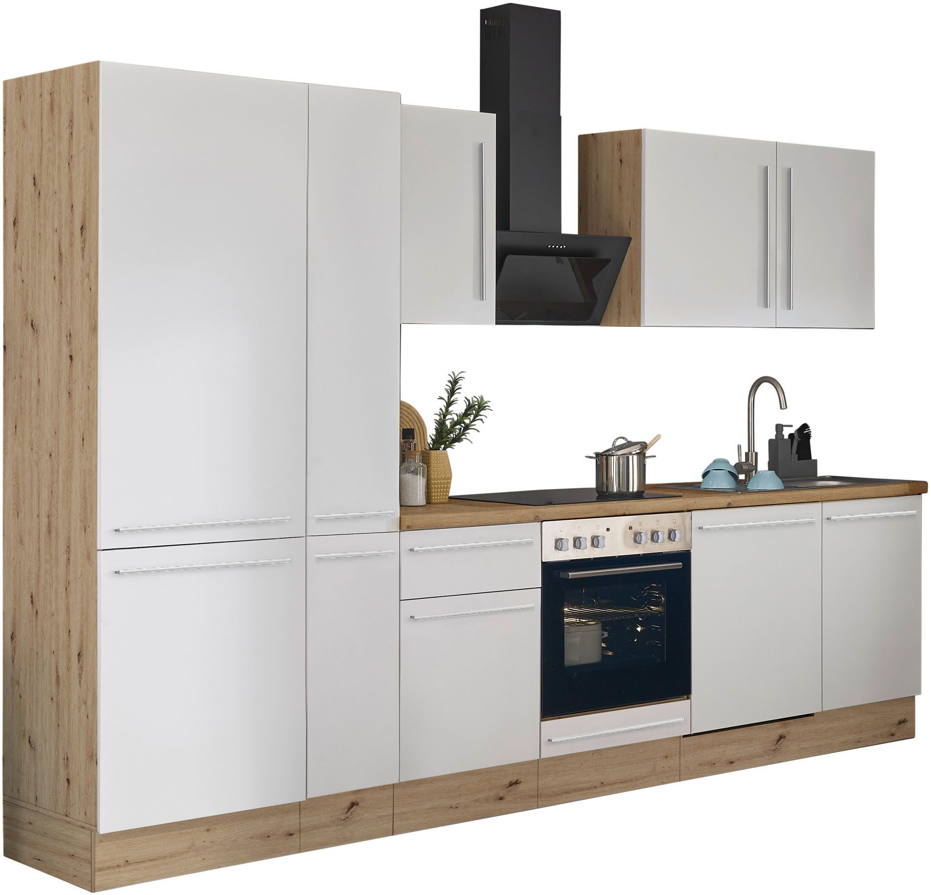 KOCHSTATION Küchenzeile Florida, Breite 310 cm, wahlweise mit E-Geräten,Softclose für Türen/Schubkästen