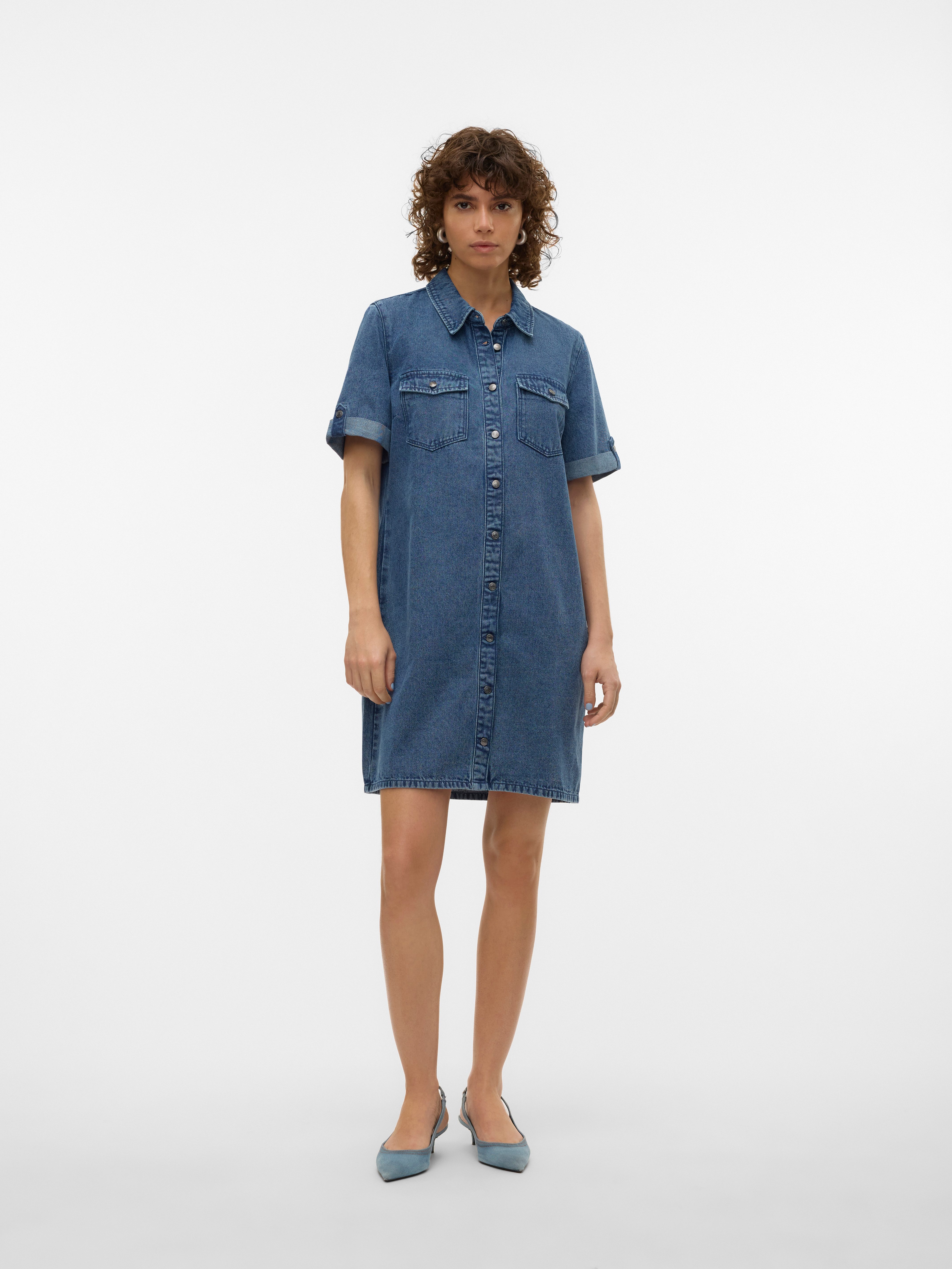 Vero Moda Jeanskleid VMJENNIE SS SHORT DENIM DRESS NOOS
