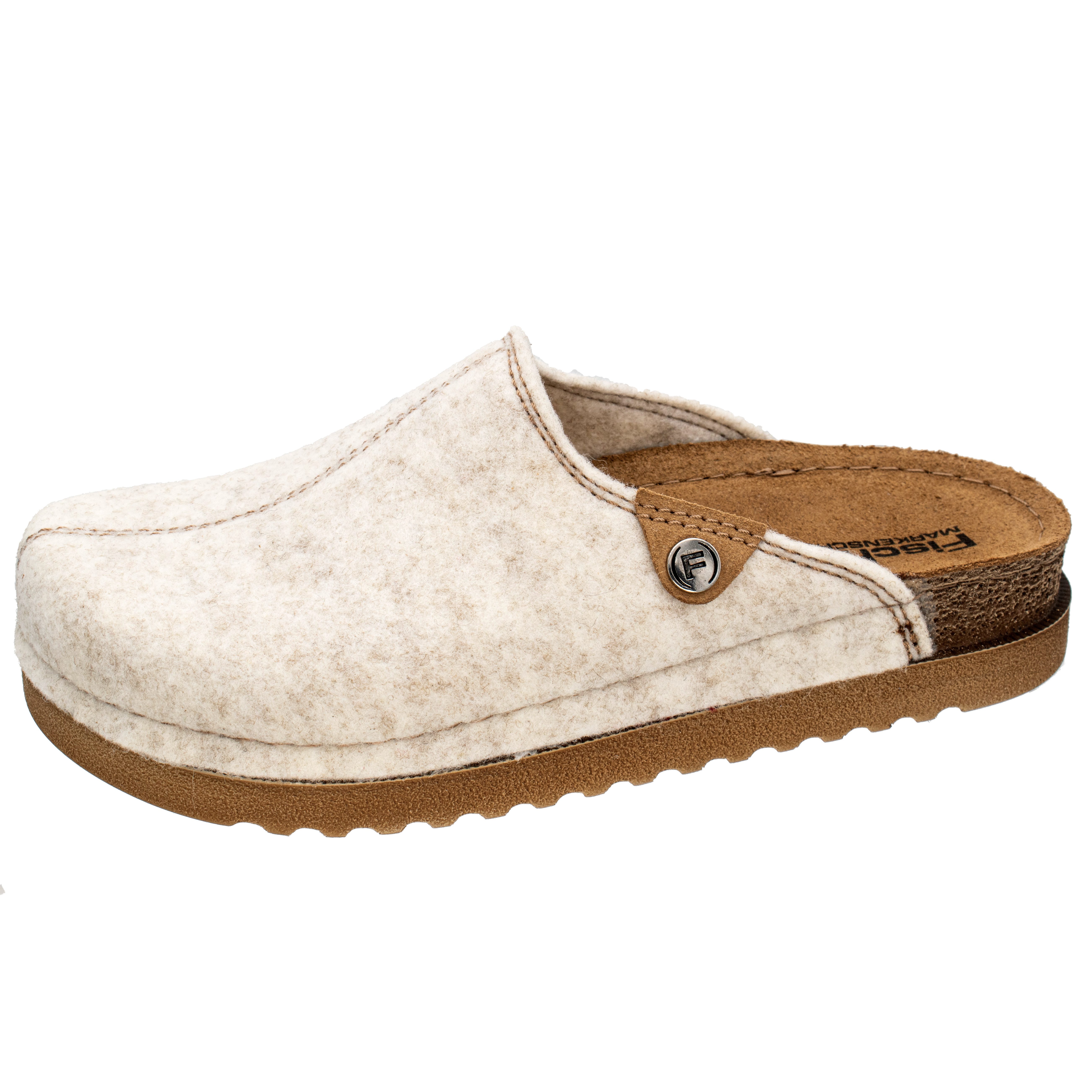 Fischer-Markenschuh Jutta Pantoffel aus recyceltem PET Filz, gepolstertes Lederfußbett, Weite G