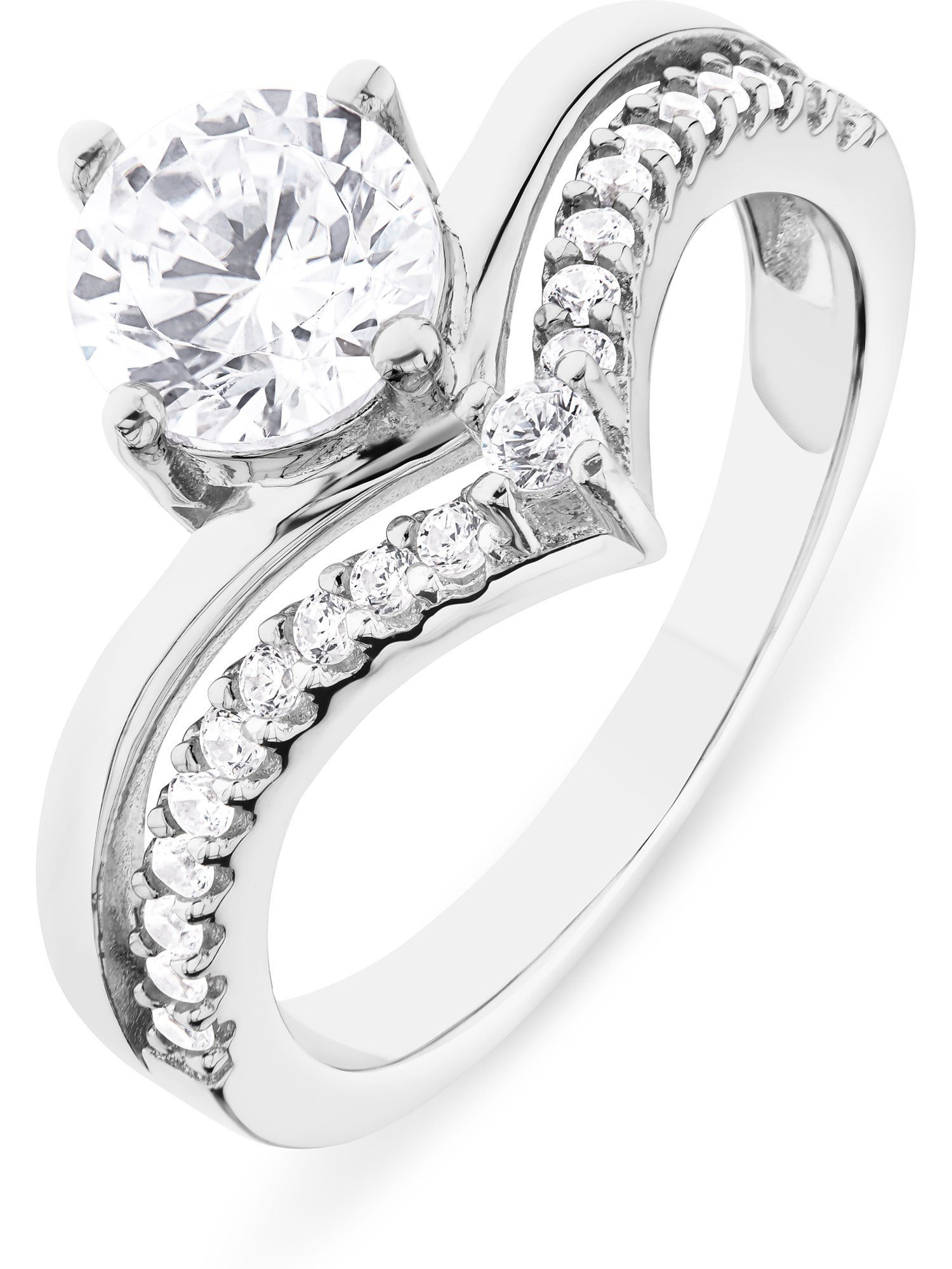 925er FAVS synthetisch Damen-Damenring Zirkonia, Fingerring 1 Zirkonia, FAVS Silber