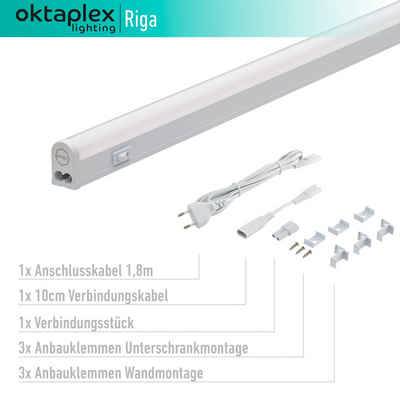 Oktaplex lighting LED Unterbauleuchte Riga 9W 54cm 230V, Ein-/Ausschalter, LED fest verbaut, Warmweiß, 3000K Küche Unterschrankleuchte Lichtleiste