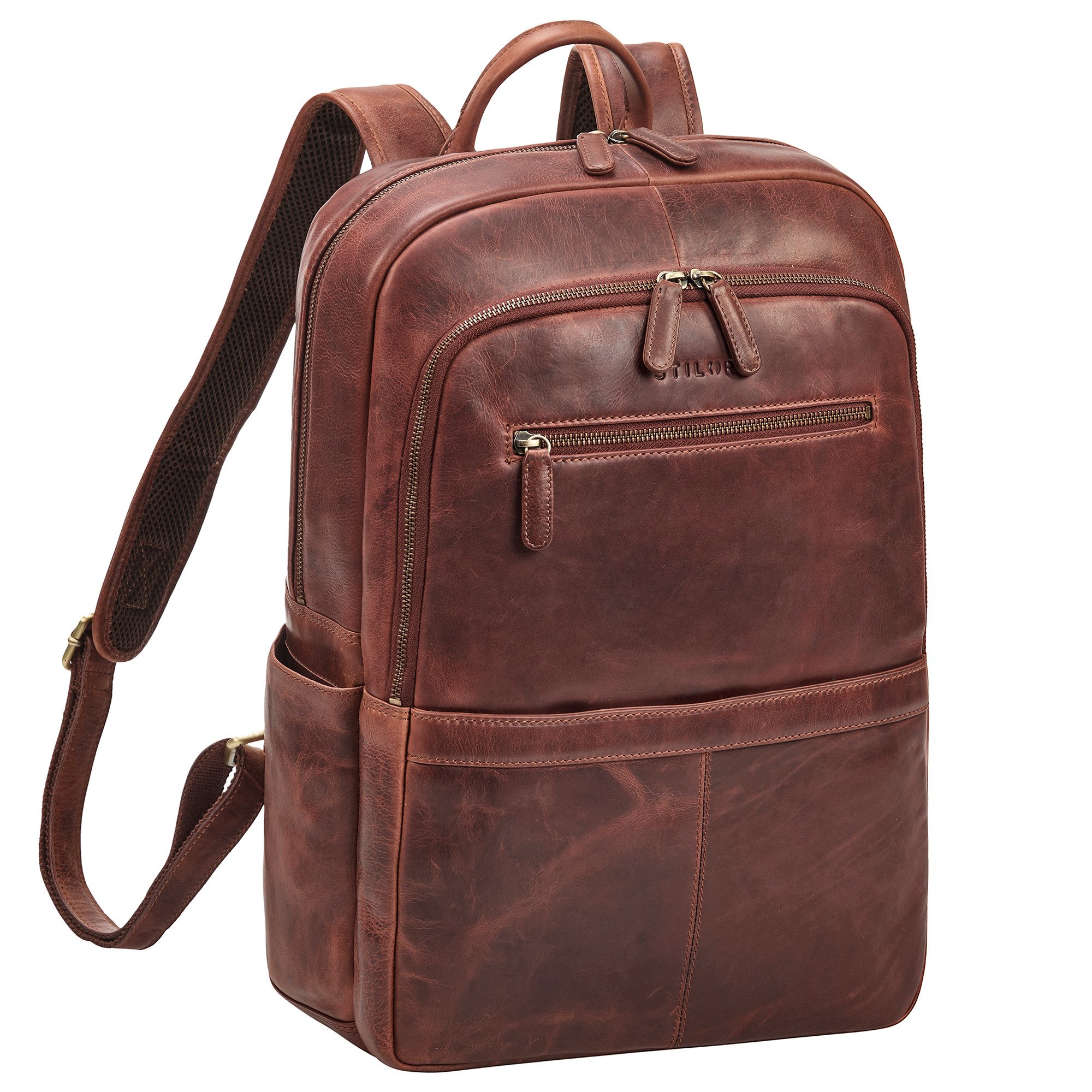 Notebookrucksack "Palermo" XL Echtleder Herrenrucksack für 15.6 Zoll Laptop