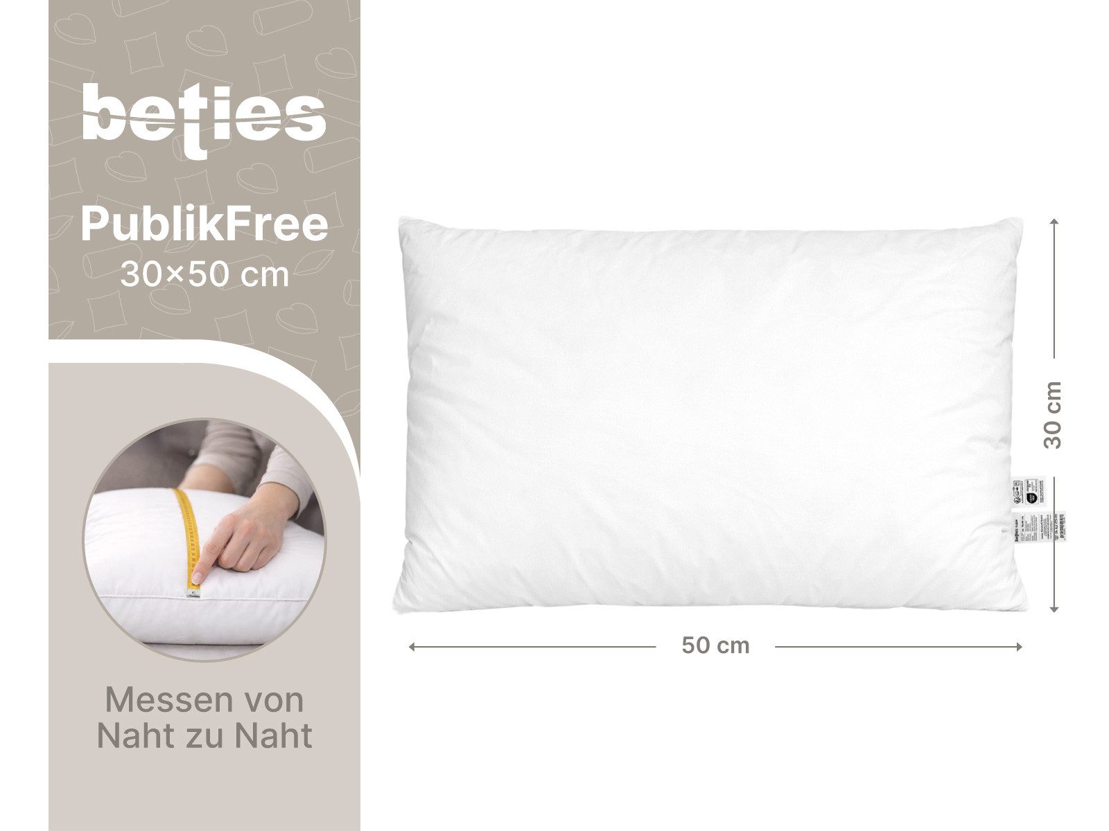 beties Kunstfaserkopfkissen PublikFree, Füllung: Polyester Faserbällchen, Bezug: Baumwolle, 1 Stück, waschbar - in verschiedenen Größen erhältlich
