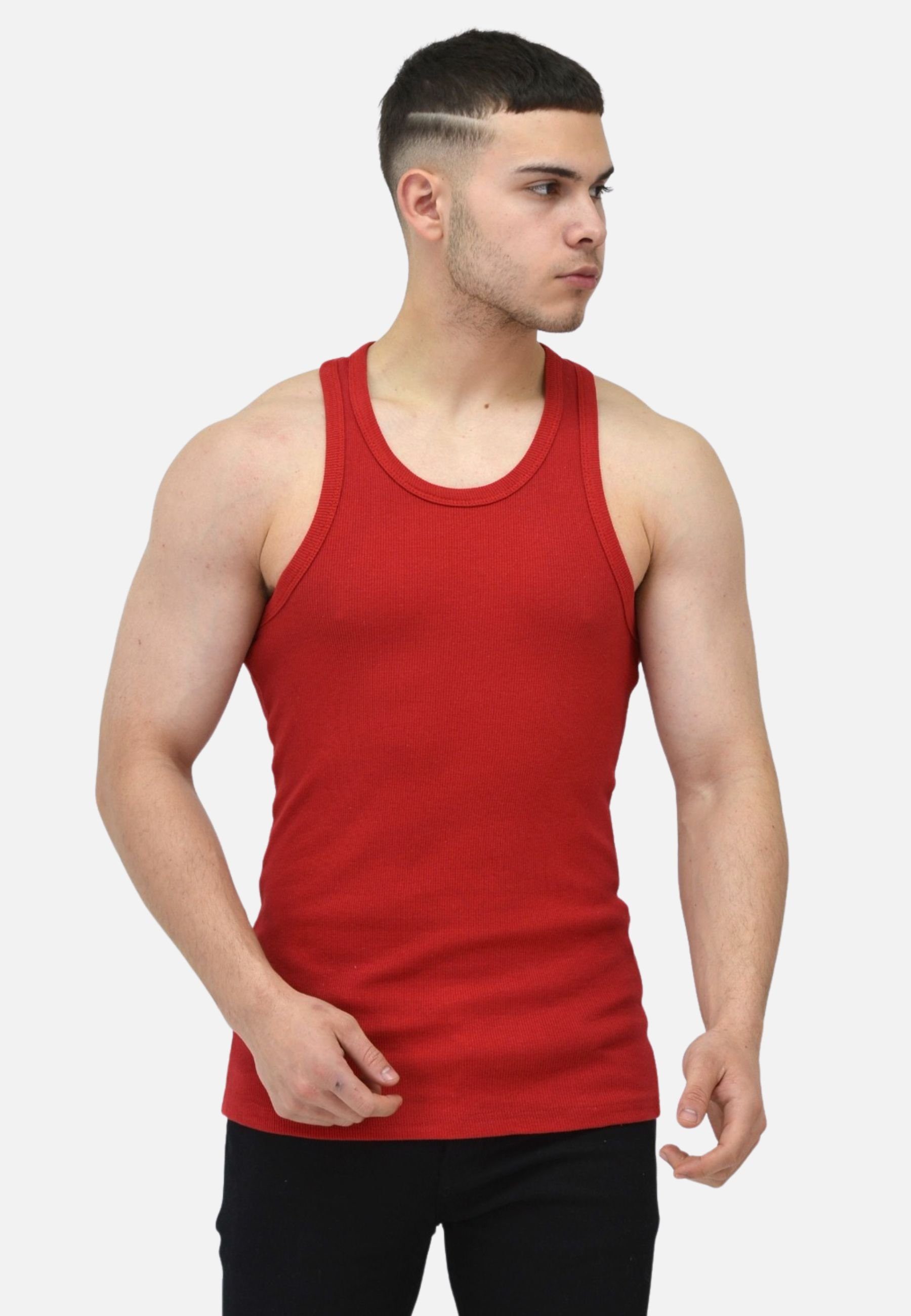 EXKURPOO Herren Tanktop Baumwolle - Muskelshirts Für Fitness Und Freizeit In Rot