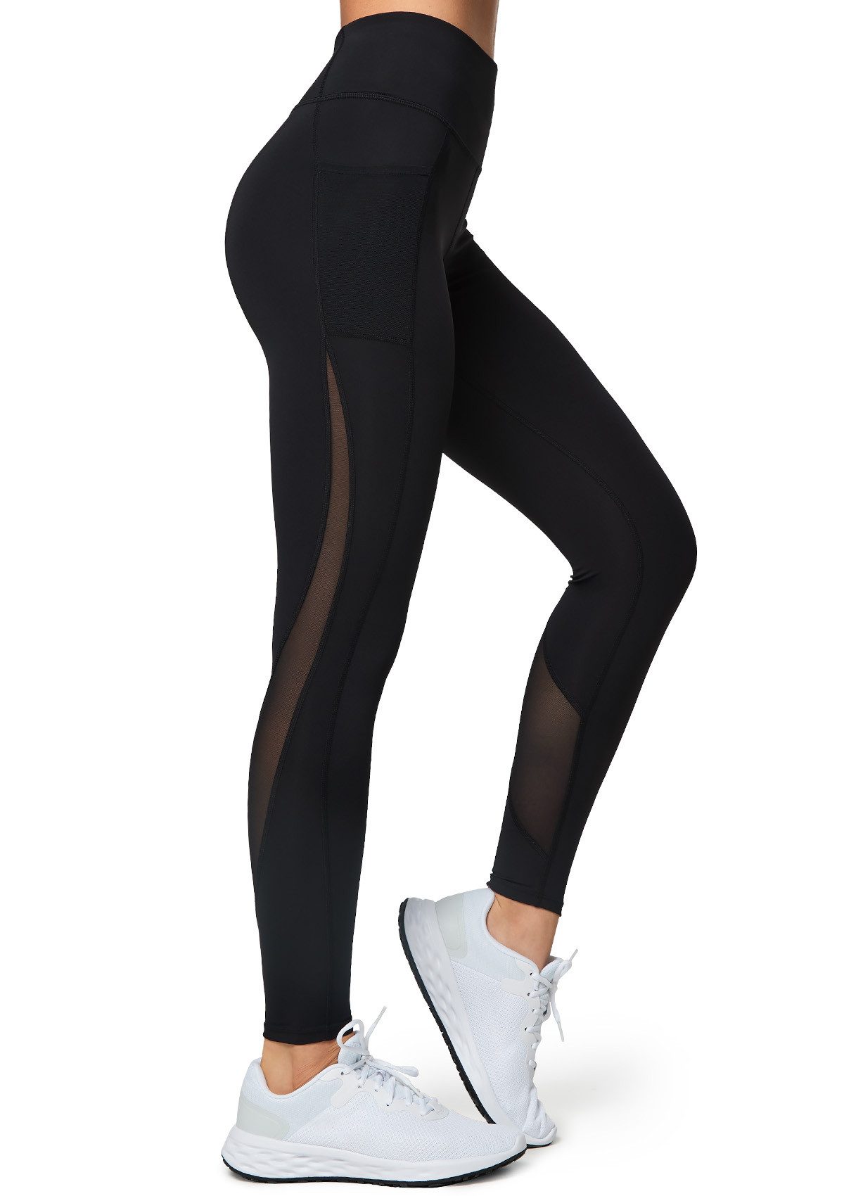 Yvette Leggings Damen Sport mit Taschen Mesh Blickdicht Sporthose Lauf Hose E110361A19