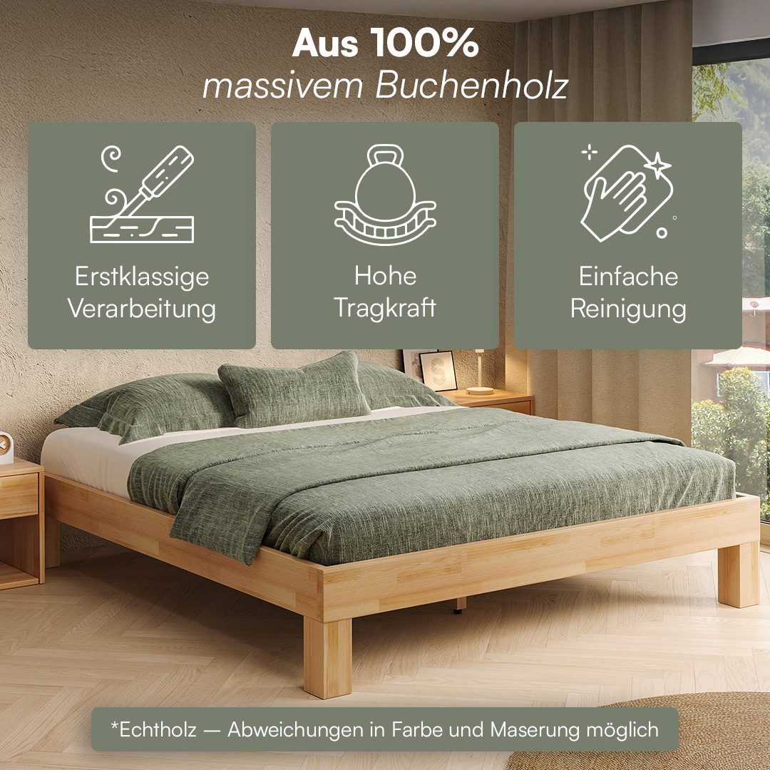 skølm Massivholzbett Floki aus Buche, natur geölt, verfügbar in 140/180x200 cm – Bild 3 von 5