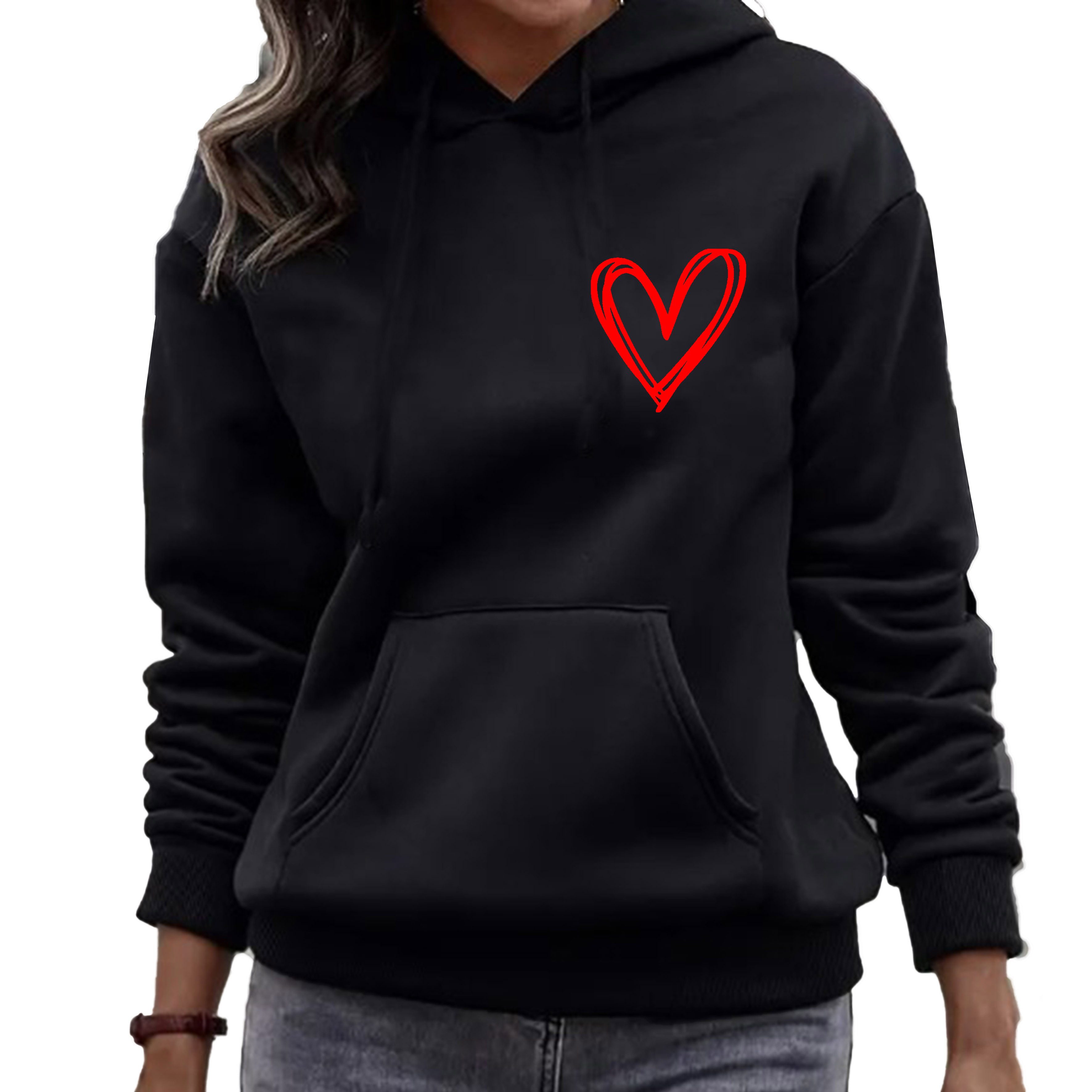 Banco Hoodie Damen Pullover Hoodie Love Liebe Herz Unifarbe Unifarben Größe günstig online kaufen