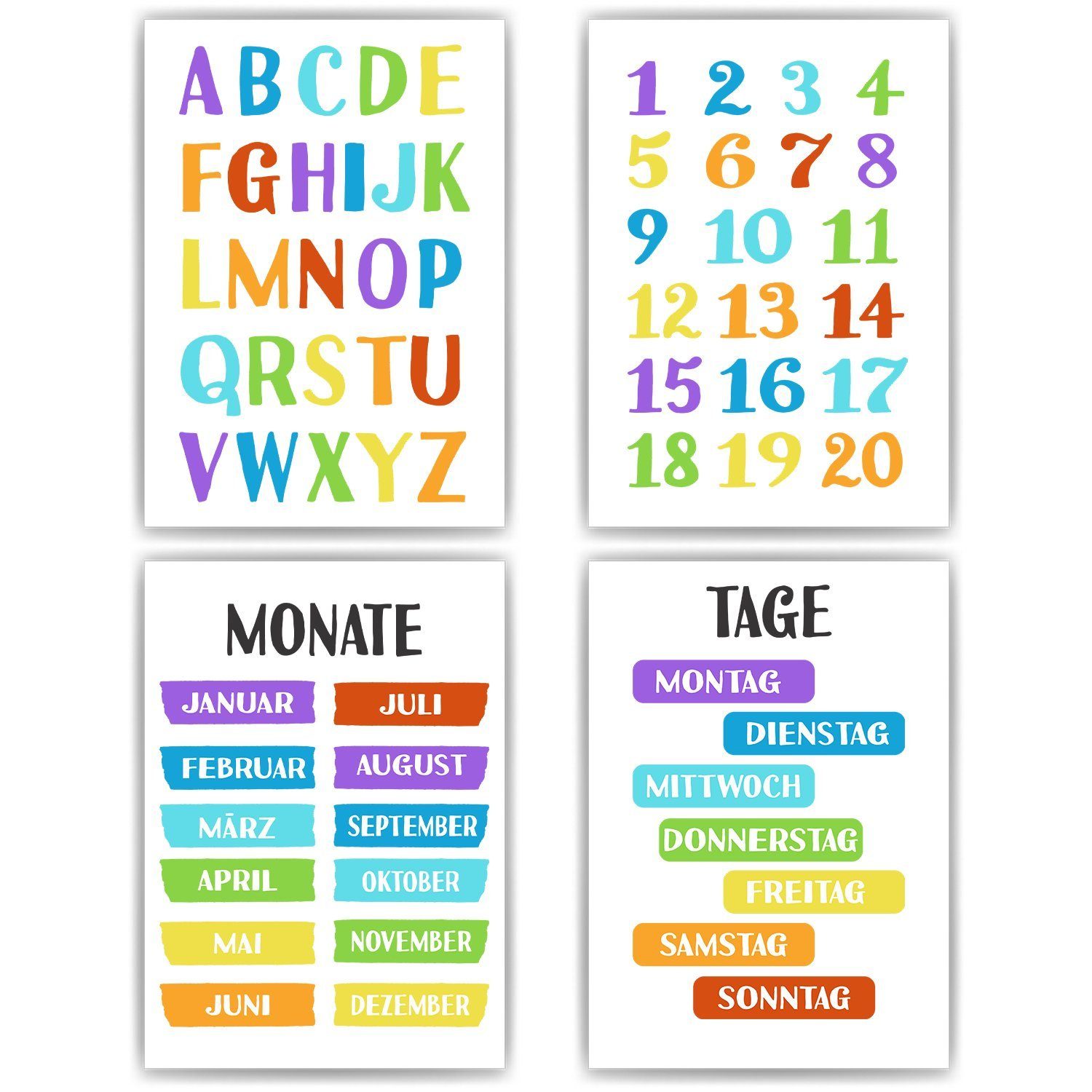Tigerlino Poster 4er Set ABC, Zahlen, günstig online kaufen