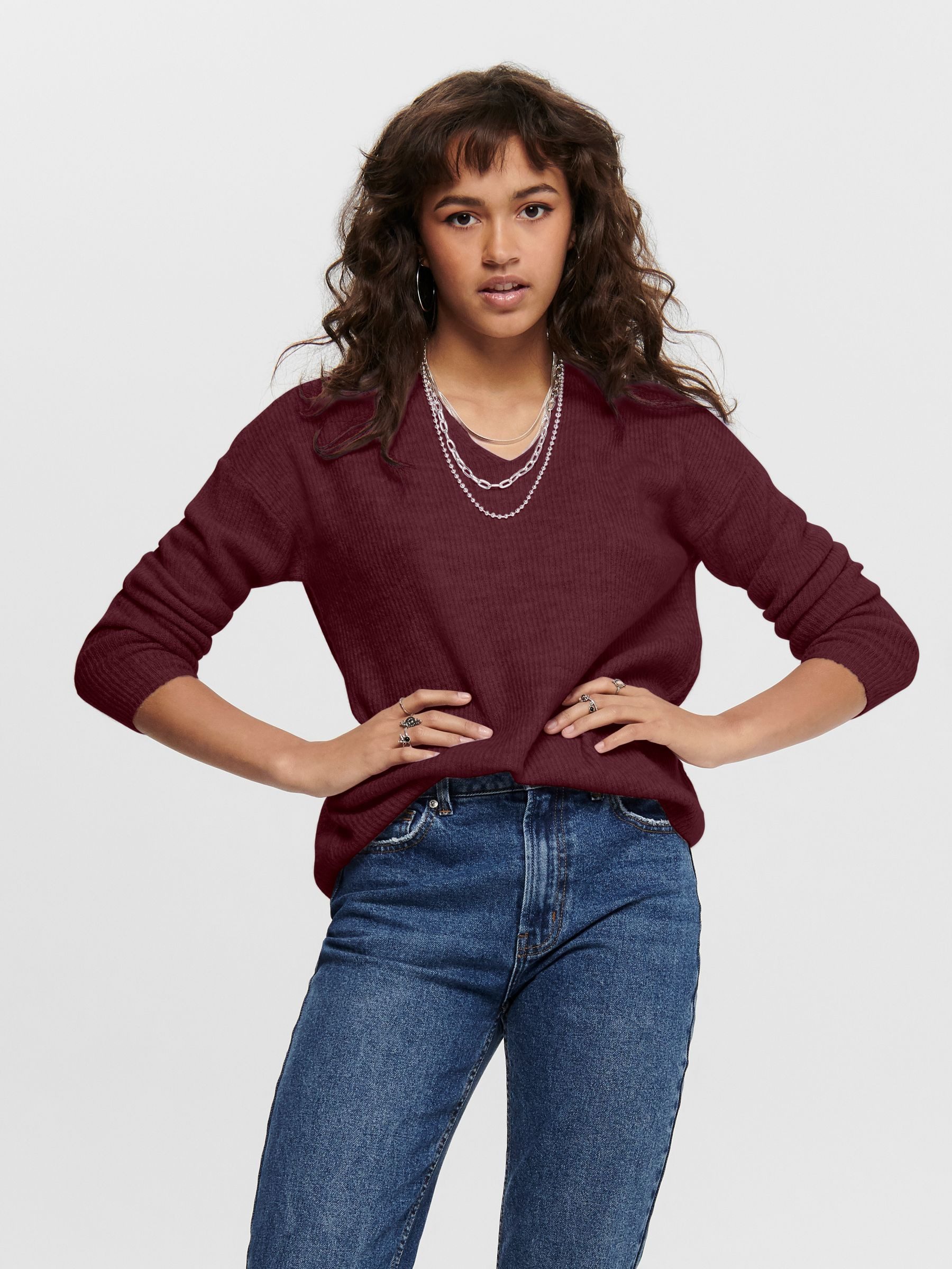ONLY Strickpullover Warmer Strickpullover Stretch V-Ausschnitt günstig online kaufen