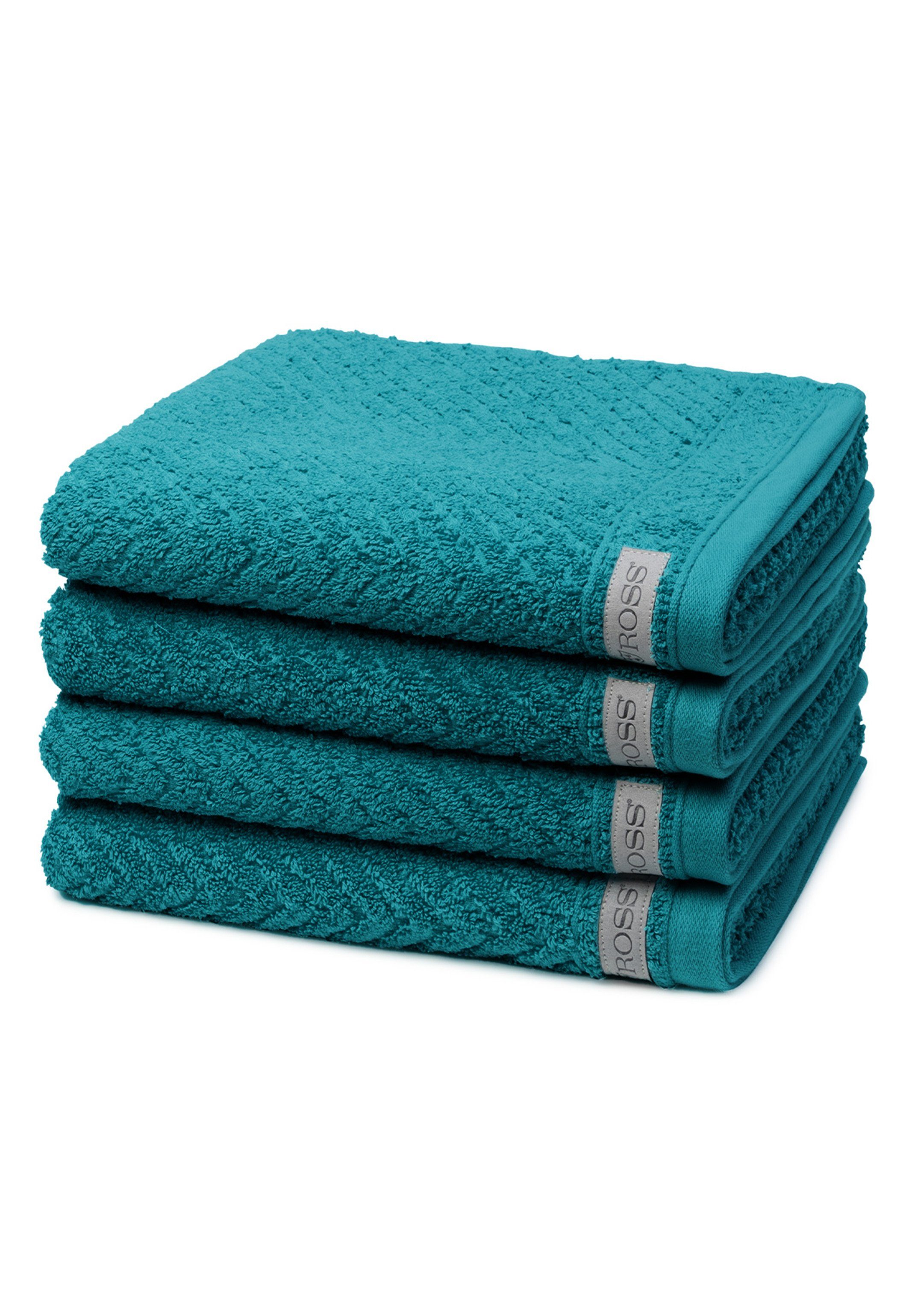 ROSS Handtuch Set Smart, Walkfrottee, (Spar-Set, 4-tlg), 4 X Handtuch - im Set - Baumwolle - Saugfähige und weicher Griff Smaragdgrün | Handtuch-Sets