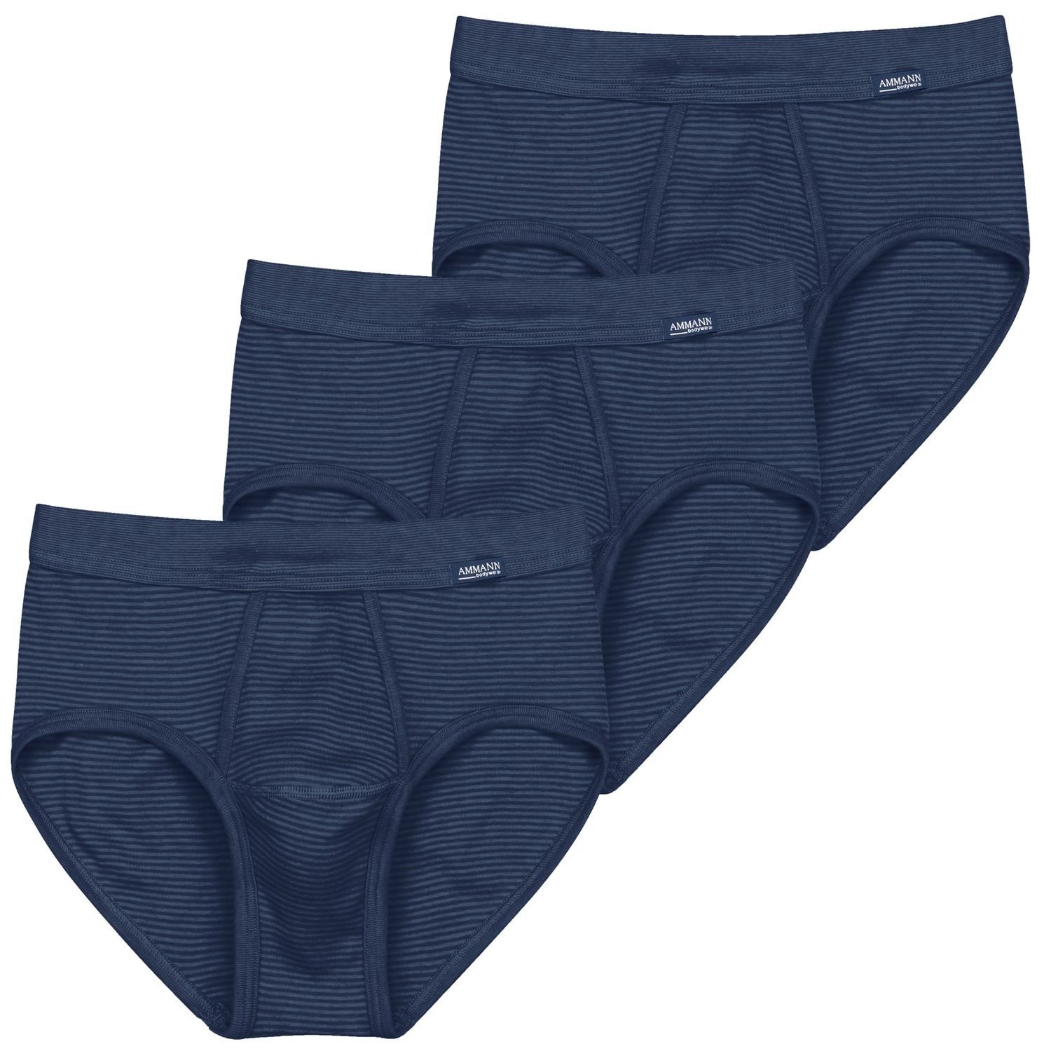 Ammann Slip (3-St) mit Eingriff, strapazierfähig und pflegeleicht, Feinripp, im 3er Pack 3 x dunkelblau