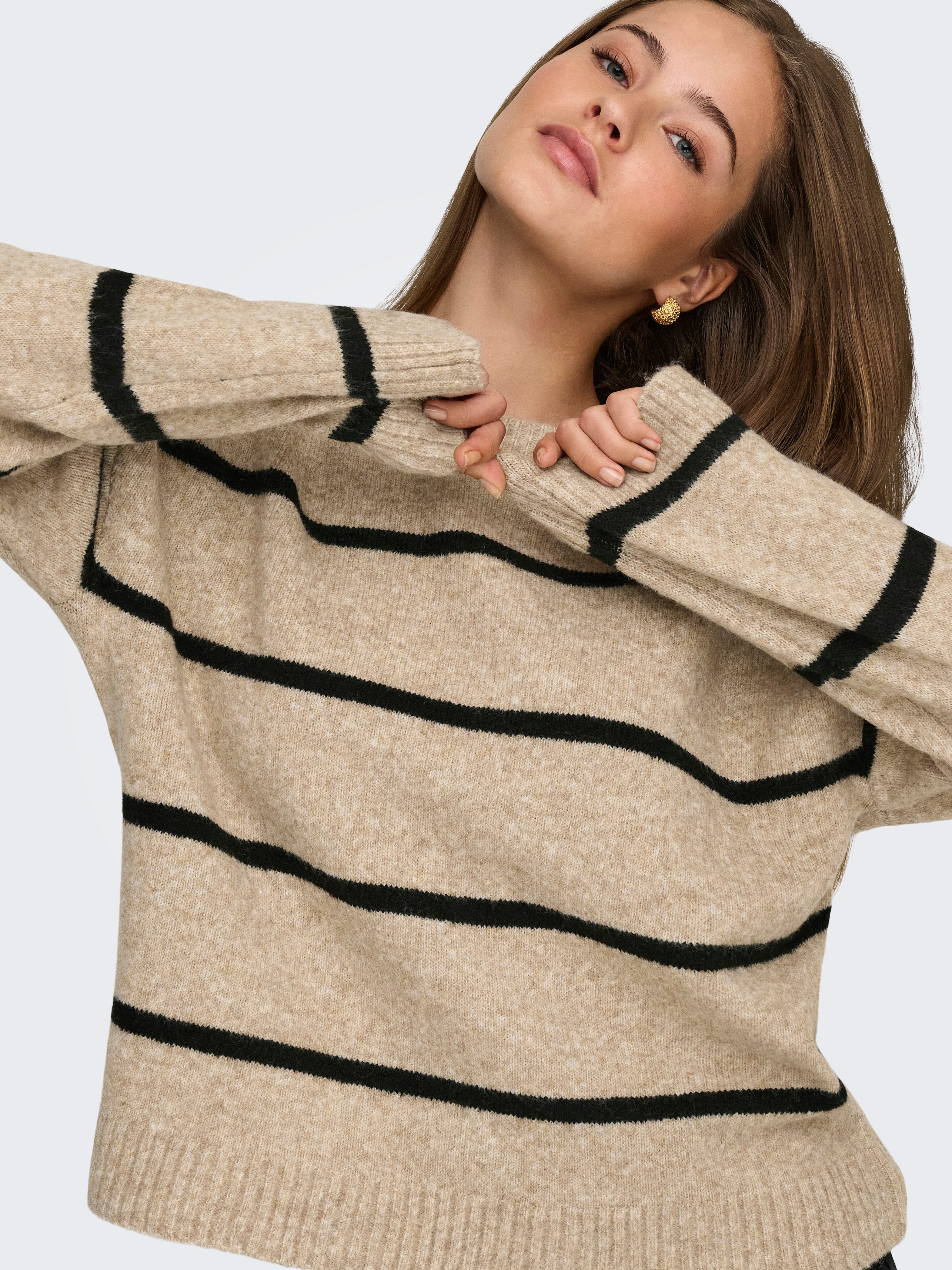 ONLY Strickpullover ONLOXFORD LIFE LS STRIPE O-NECK KNT
