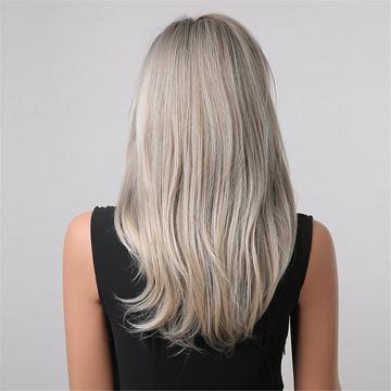Püke Kunsthaarperücke Blond Perücken Frauen,Synthetische Mischblonde und Braune Haar Perücke