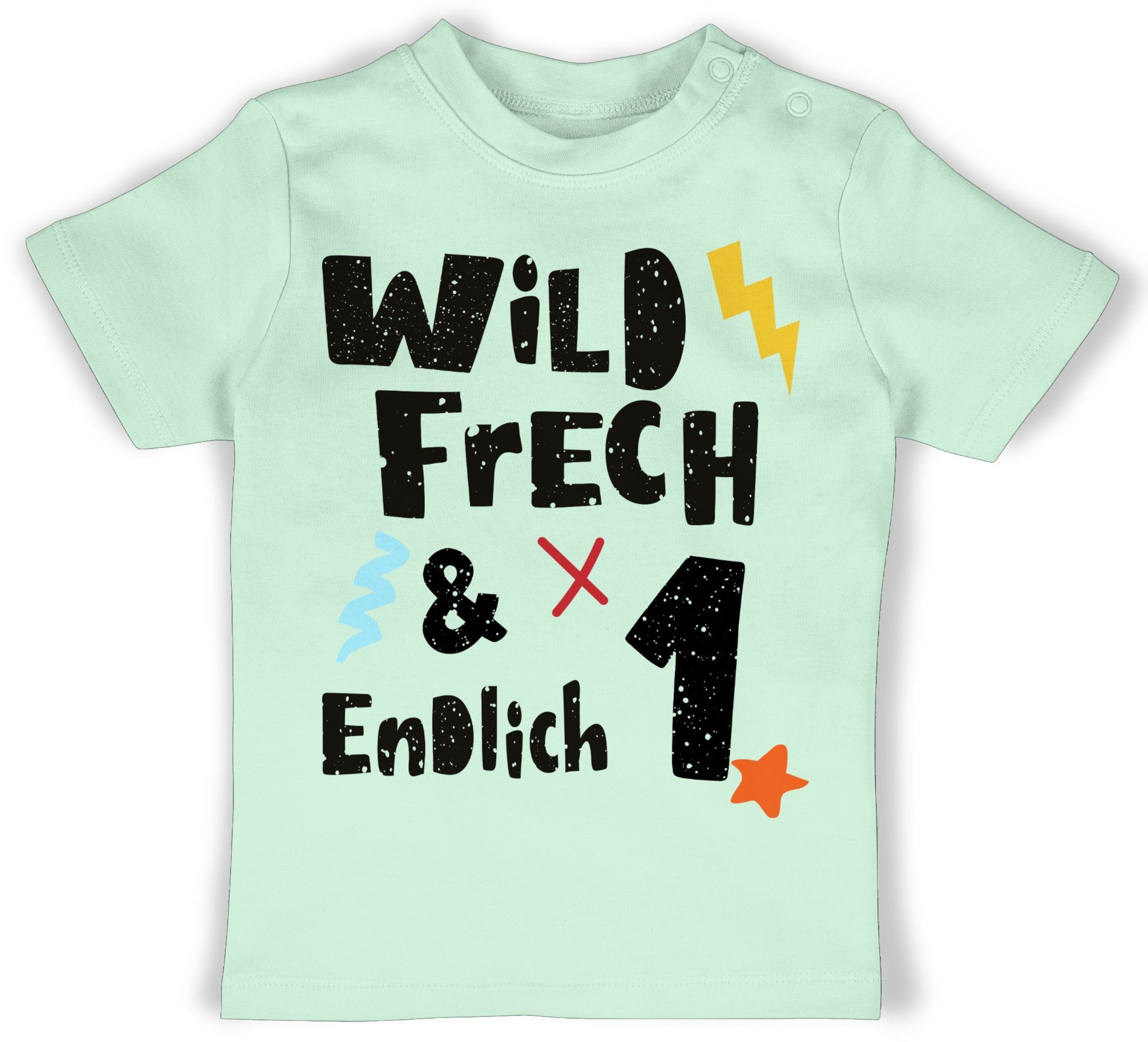 Shirtracer T-Shirt Wild frech und endlich 1 - Wunderbar ein Jahr 1. Geburtstag 2 Mintgrün | T-Shirts
