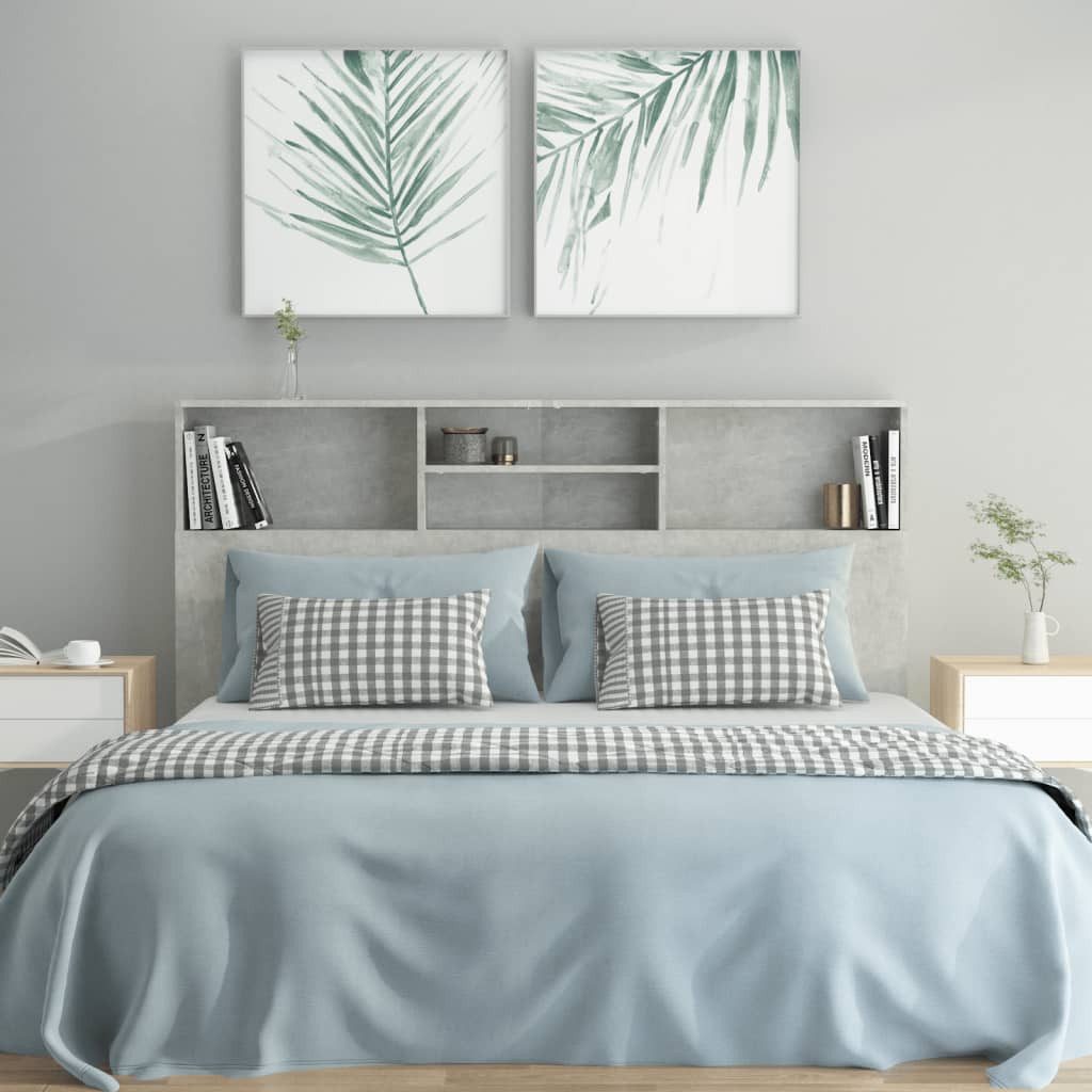 vidaXL Kopfteil, Bett-Kopfteil mit Ablagen Betongrau 160x19x103,5 cm