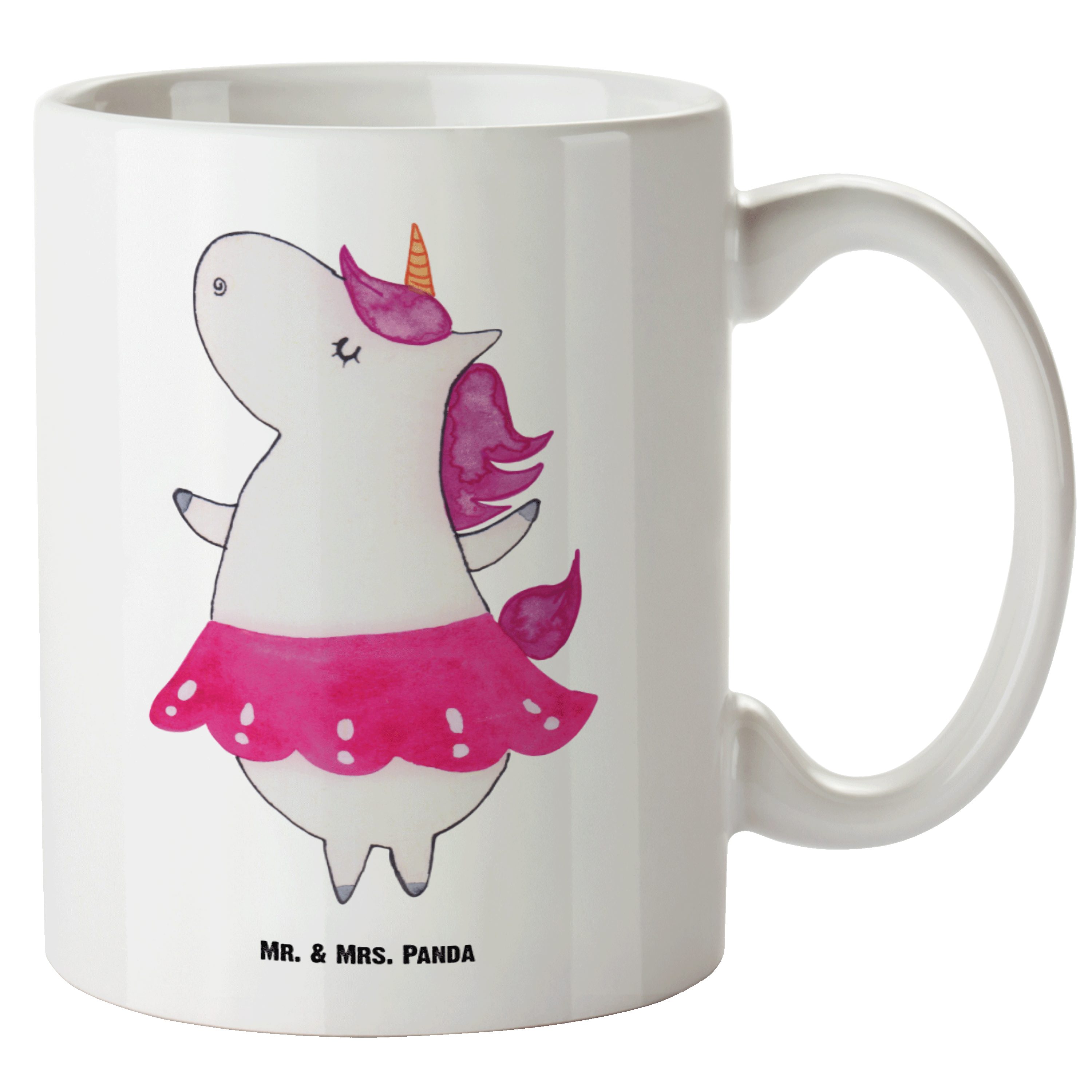 Mr. & Mrs. Panda Tasse Einhorn Ballerina - Weiß - Geschenk, Lebenslust, Feiern, Groß, Einhör, XL Tasse Keramik