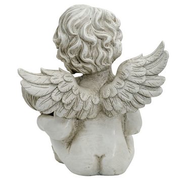 Aubaho Engelfigur Sitzender Engel Putte Engelsfigur Kerzenhalter Kerze Kunststein Antik-