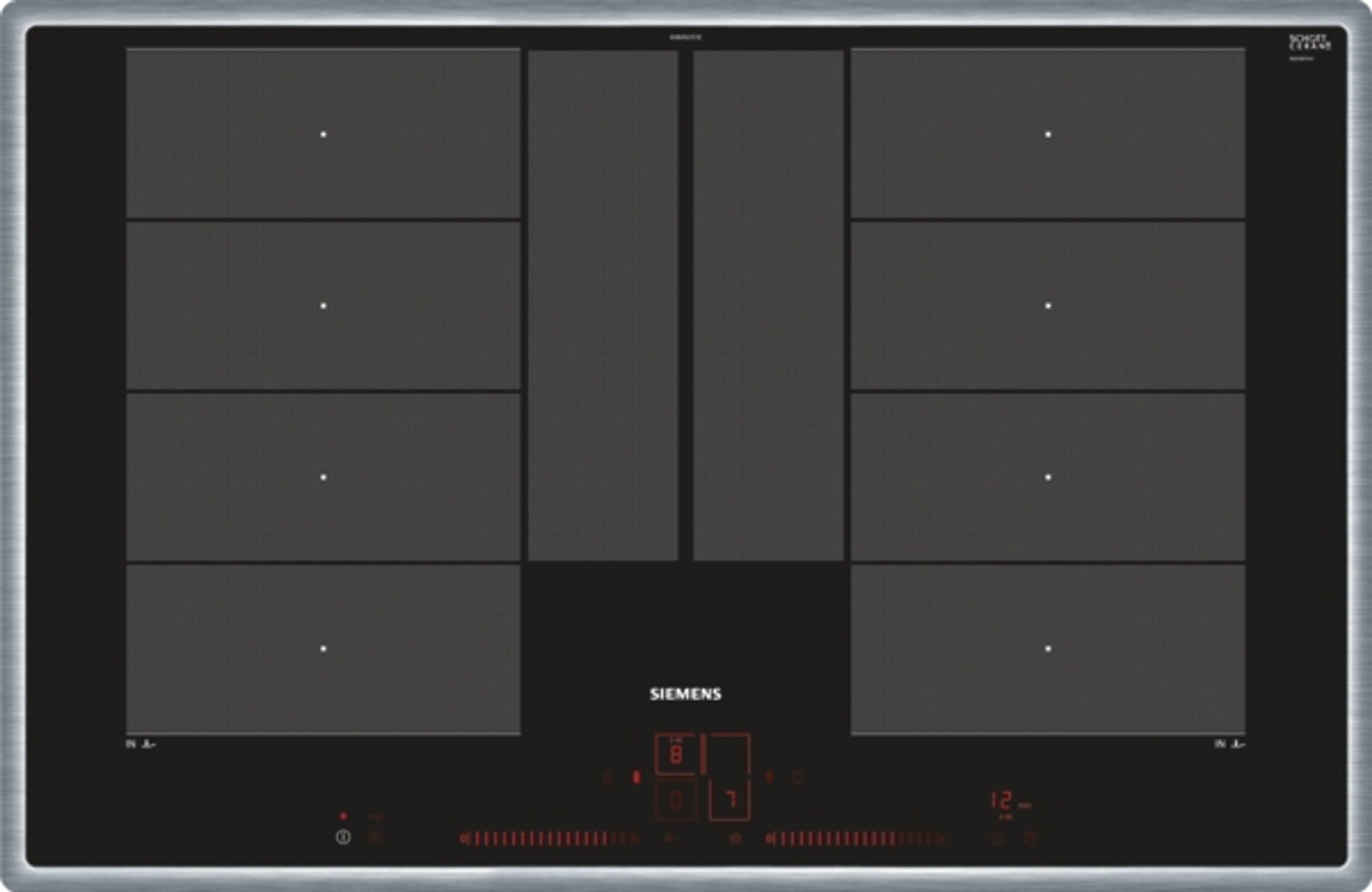 SIEMENS Induktions-Kochfeld EX845LYC1E, 80 cm, Schwarz, Mit Rahmen aufliegend
