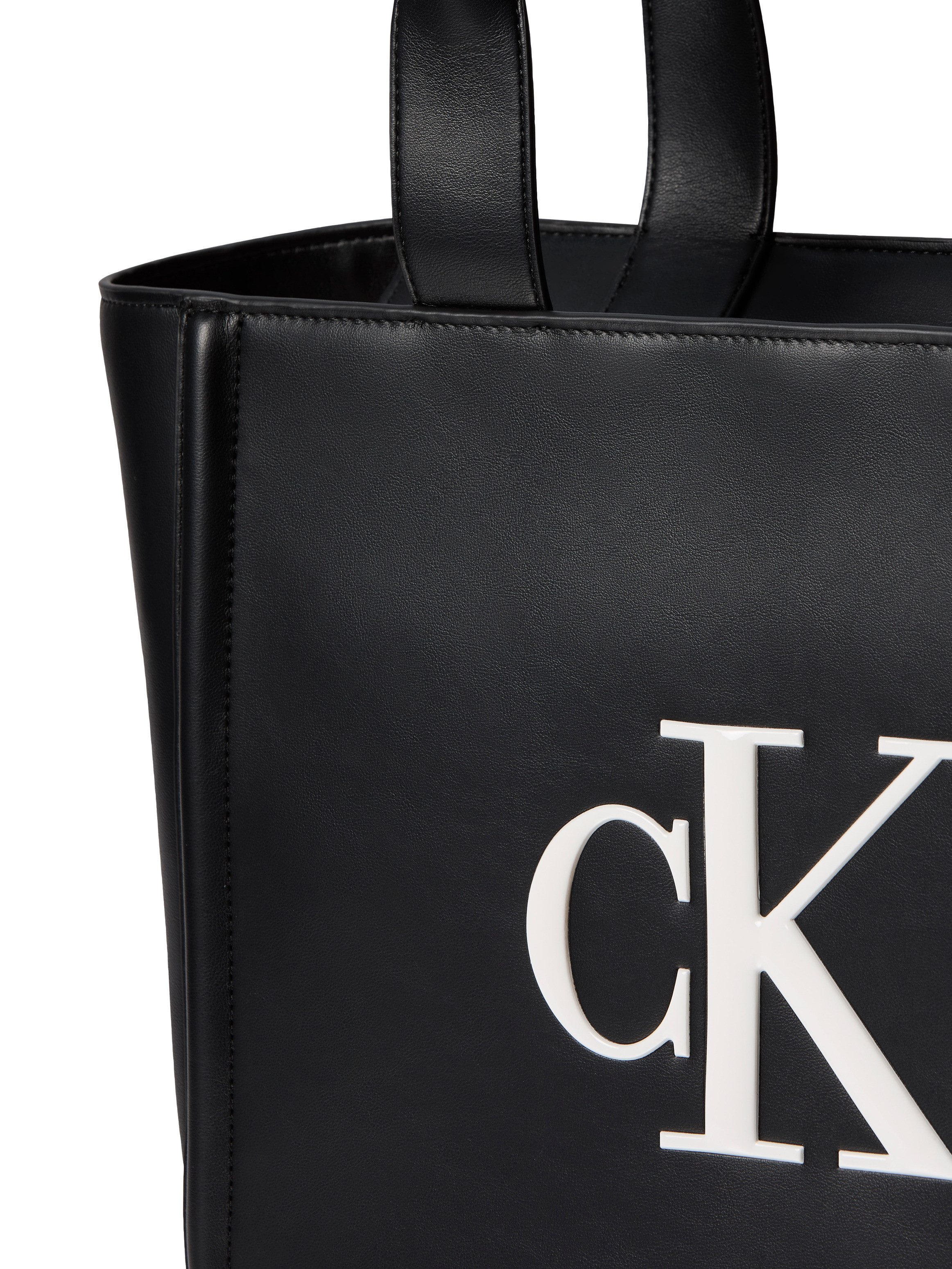 Calvin Klein Jeans Tragetasche SANDI TOTE, Damen Henkeltasche, Schultertasche mit großem CK-Logo