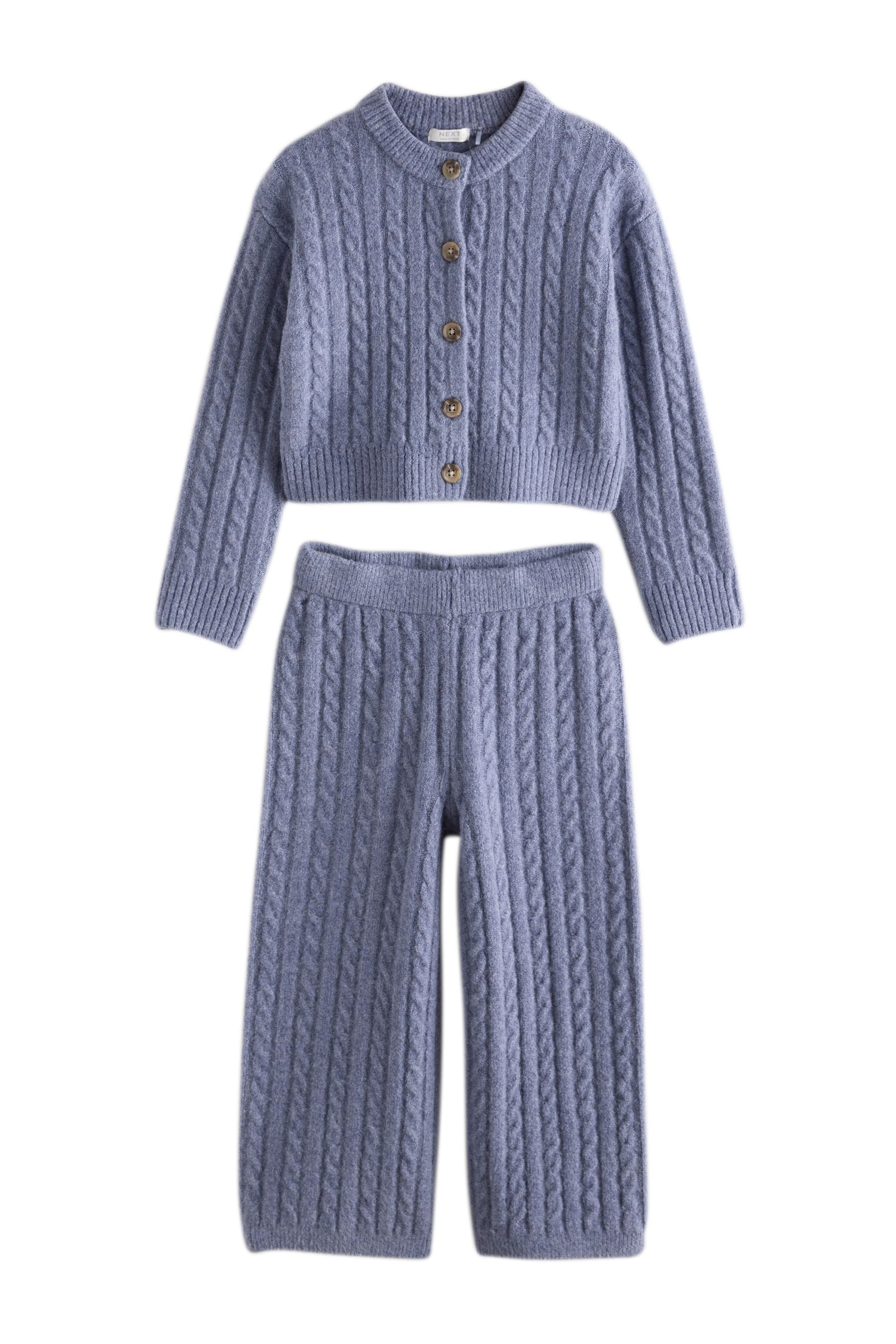 Next Langarmshirt & Leggings Cardigan mit Zopfmuster und Hose im Set (2-tlg)