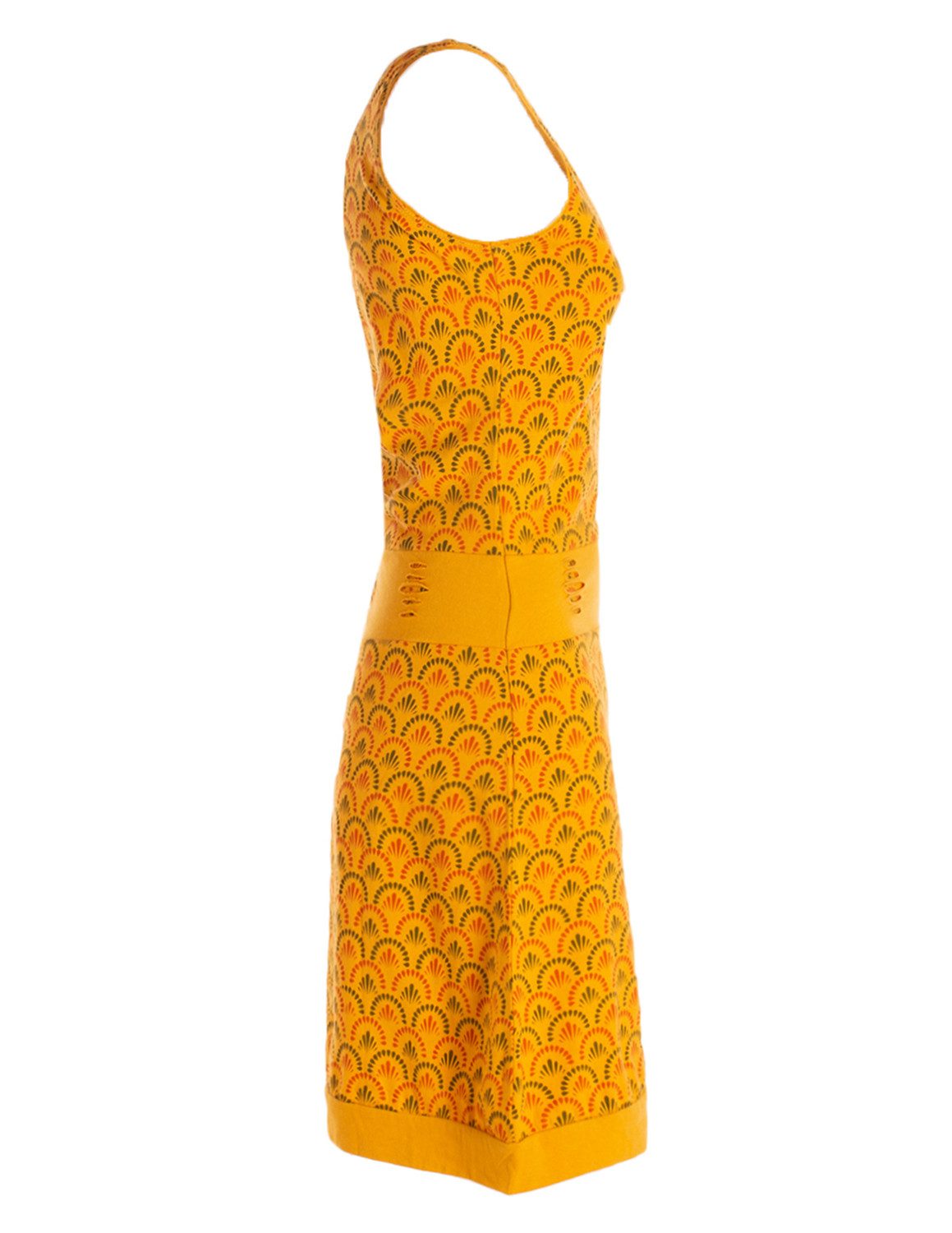 Vishes Sommerkleid Jersey Kleid Bedruckt Cutwork Taillenbund Baumwolle Alternative Mode, Boho, Hippie, Ethno, Festival