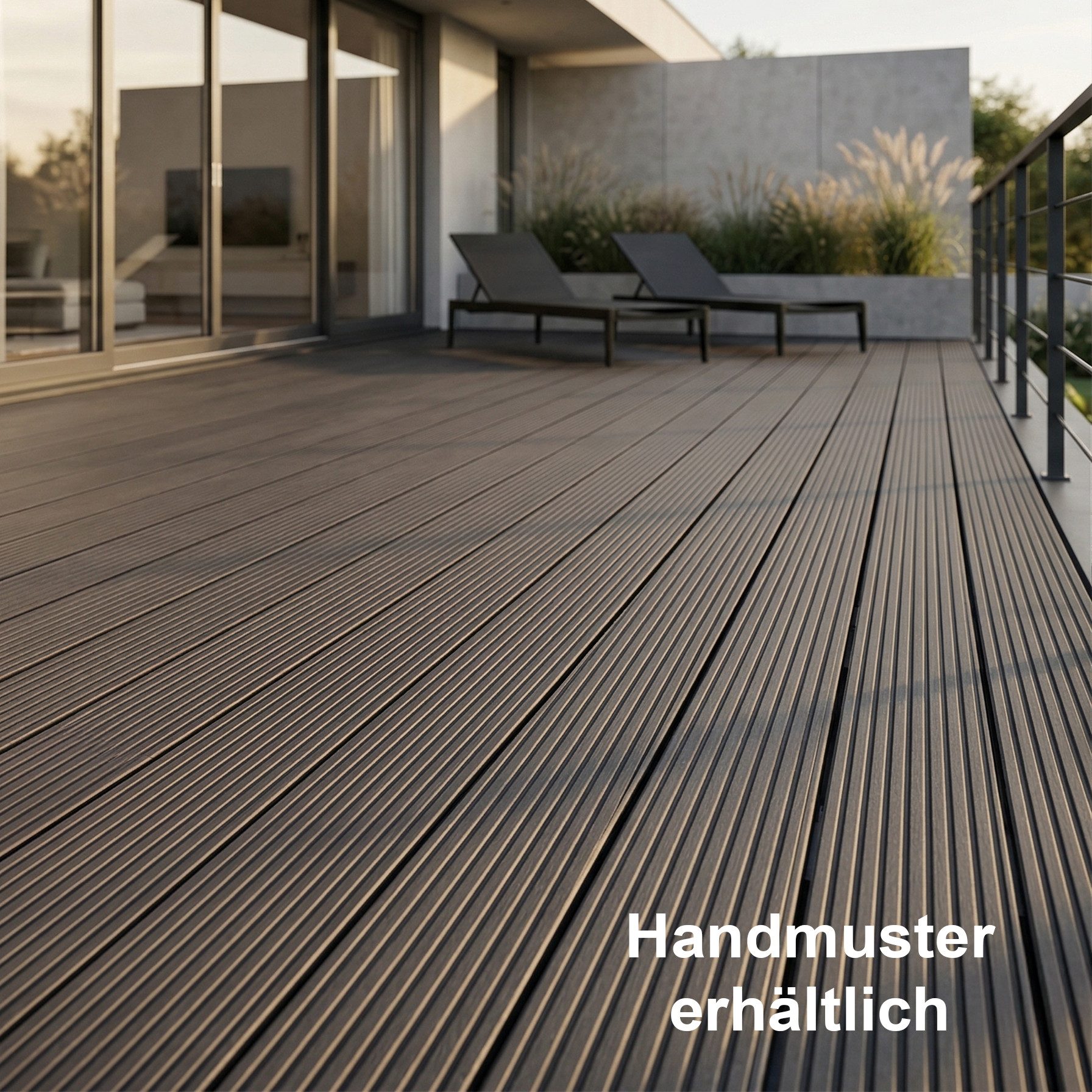 Woodstore24 Terrassendielen WoodoRhodos WPC Diele für Terrasse und Balkon mit Clipsystem, (Bodenbelag Komplettset mit Unterkonstruktion, Clip-Befestigung, 2,4m L x 12cm B x 2cm Stärke, in grau, anthrazit oder braun), Holzoptik, Klicksystem, Außenbereich, Gastronomie geeignet, wetterfest