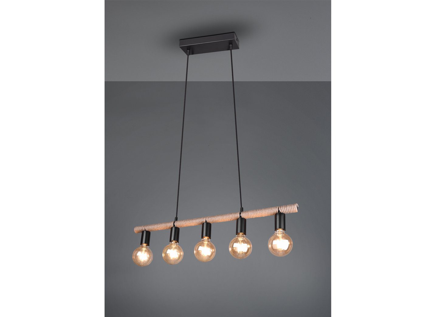 TRIO LED Pendelleuchte, Edison B für ausgefallene über-n Dimmfunktion, Seil-lampe LED Esstisch wechselbar, mehrflammig, Warmweiß, 80cm