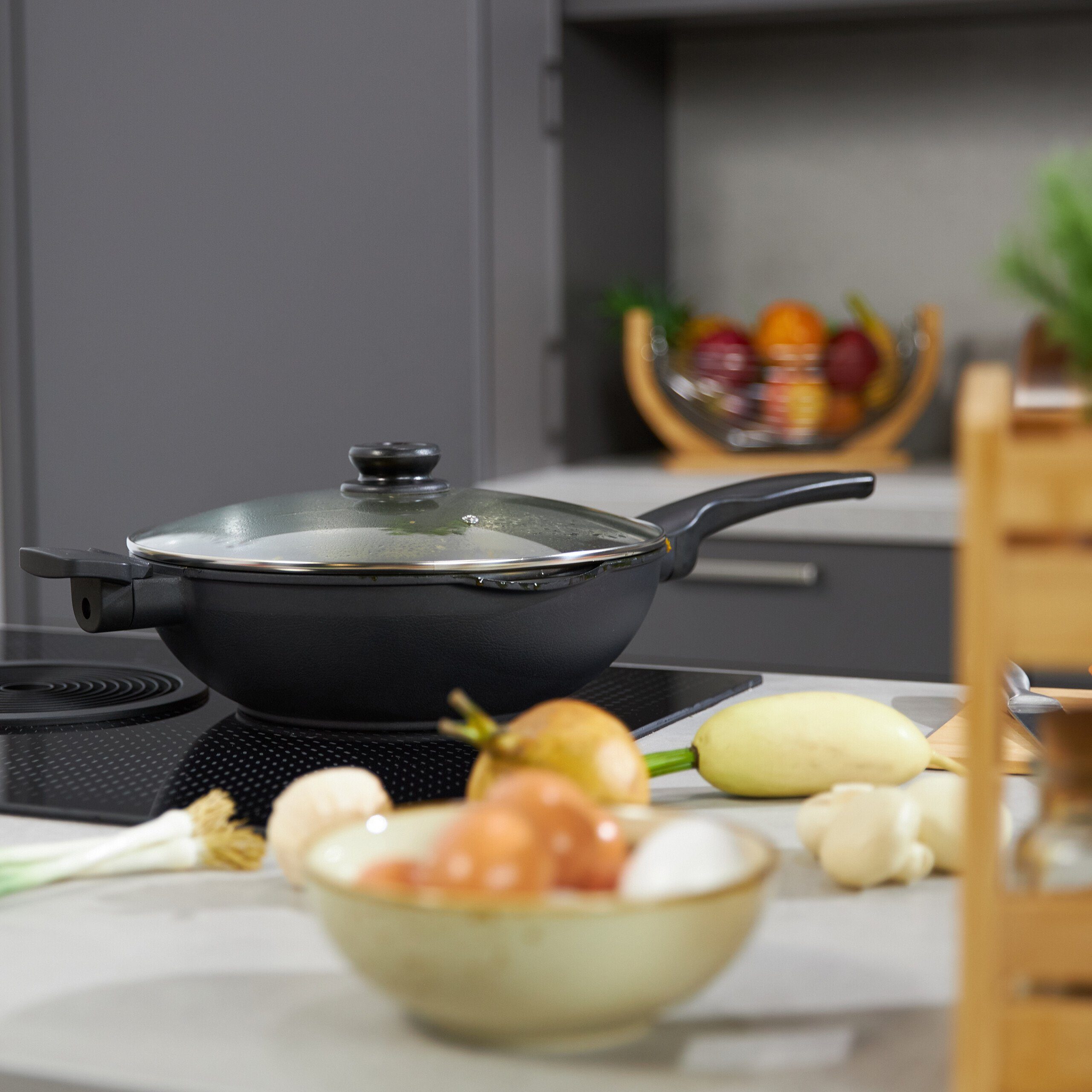 relaxdays Wok Wokpfanne mit Deckel