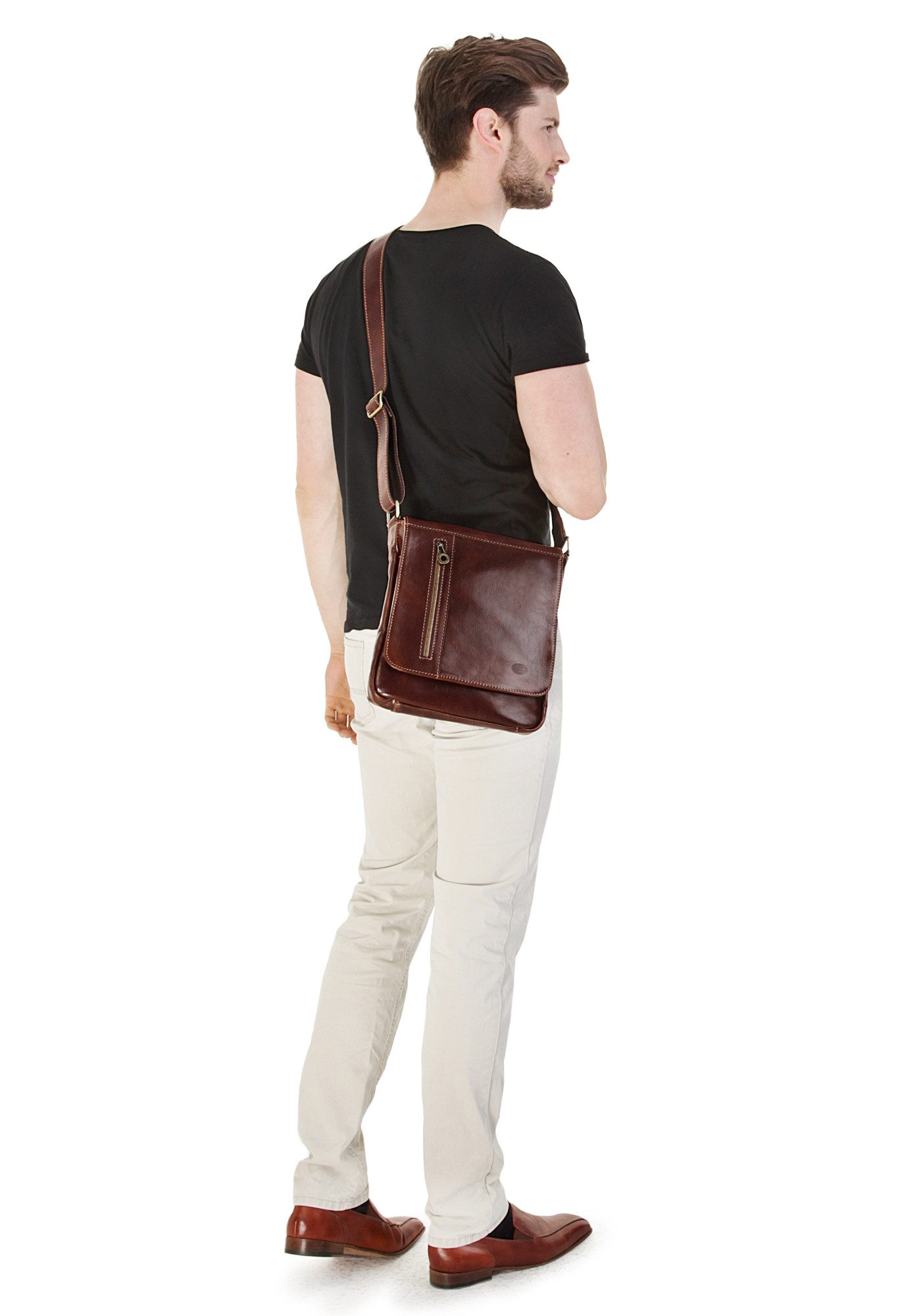 Piké Umhängetasche, echt Leder, Made in Italy