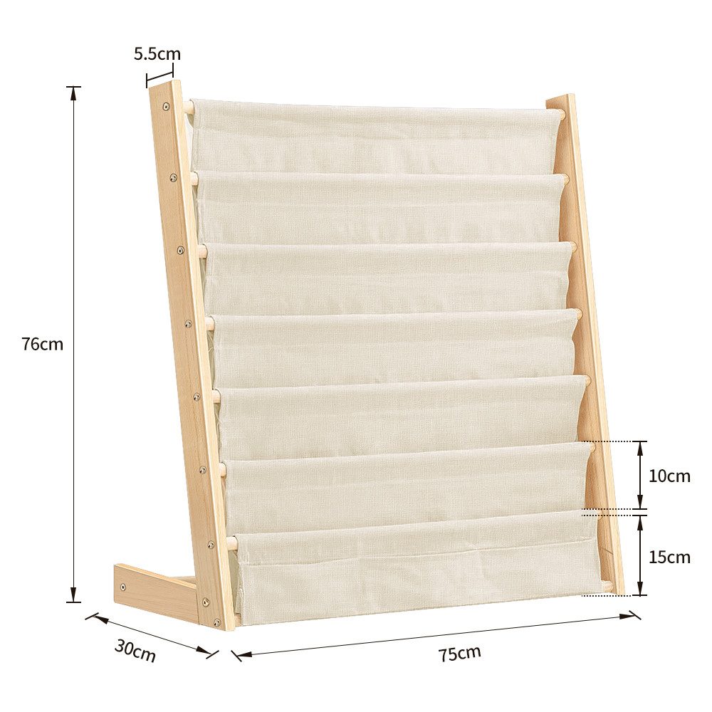JEOBEST Bücherregal Kinder Bücherregal, Kinder-Bilderbuchregal, 7-Stöckige, Holz, Naturbeige – Bild 5 von 5