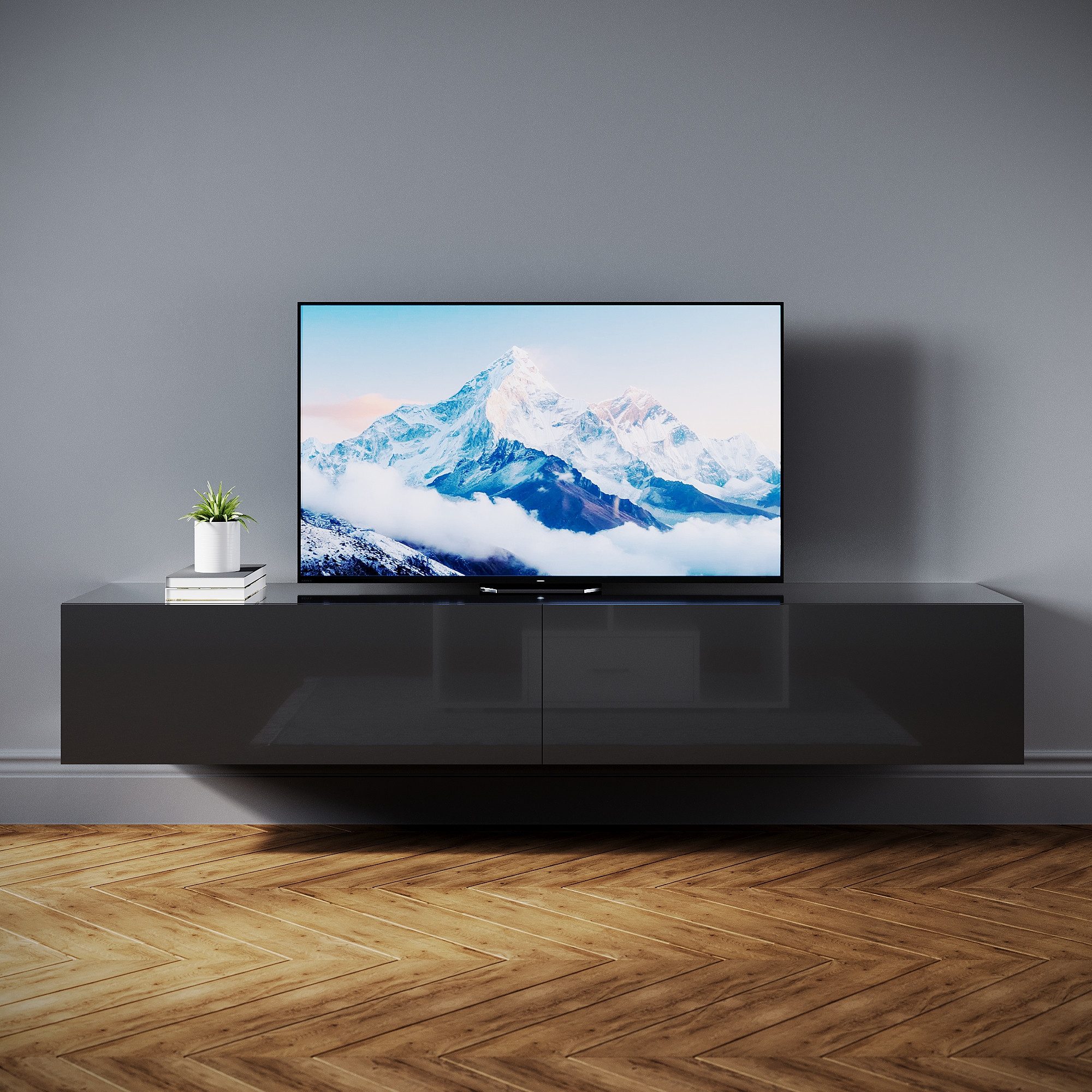 SONNI Lowboard Lowboard TV Hängend Weiß/ Schwarz TV Schrank in Wohnzimmer (Packung), 140-180cm tv schrank in wohnzimmer für 35''- 45'' Fernseher