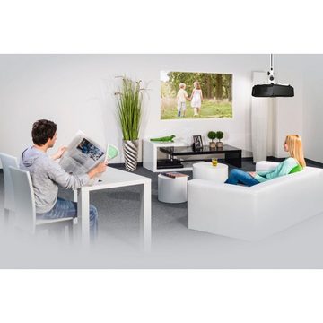Hama Deckenhalterung für Beamer und Projektoren, Wandhalterung, Farbe weiß Beamer-Deckenhalterung, (360° schwenkbar, höhenverstellbar, Traglast 15 kg, Stahlblech)
