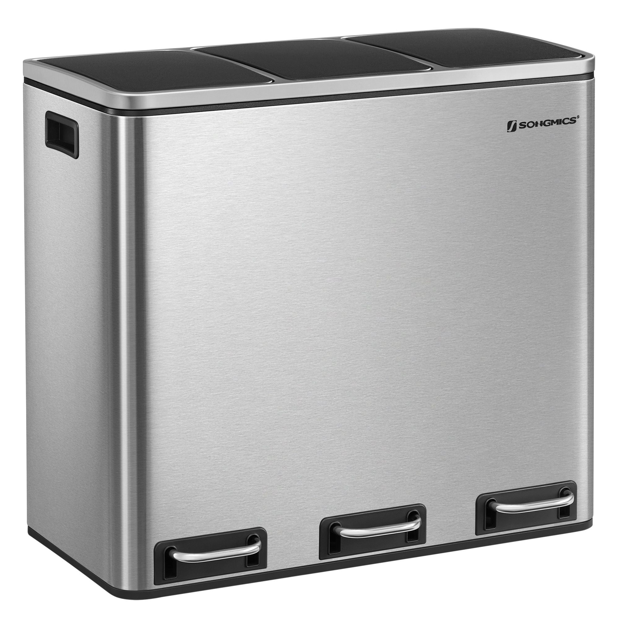 SONGMICS Mülleimer, Mülltrennsystem, 3 x 18 L, ergonomisch, 3 Fächer