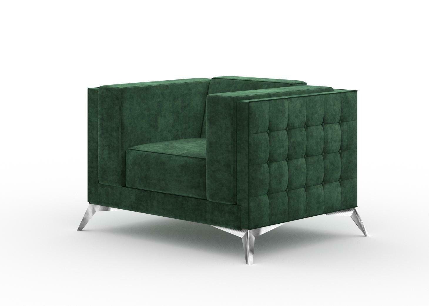 1 Sofa Stoff Sessel, Couchen Neu Sitzer Polster JVmoebel Fernseh Sessel Chesterfield Textil Couch