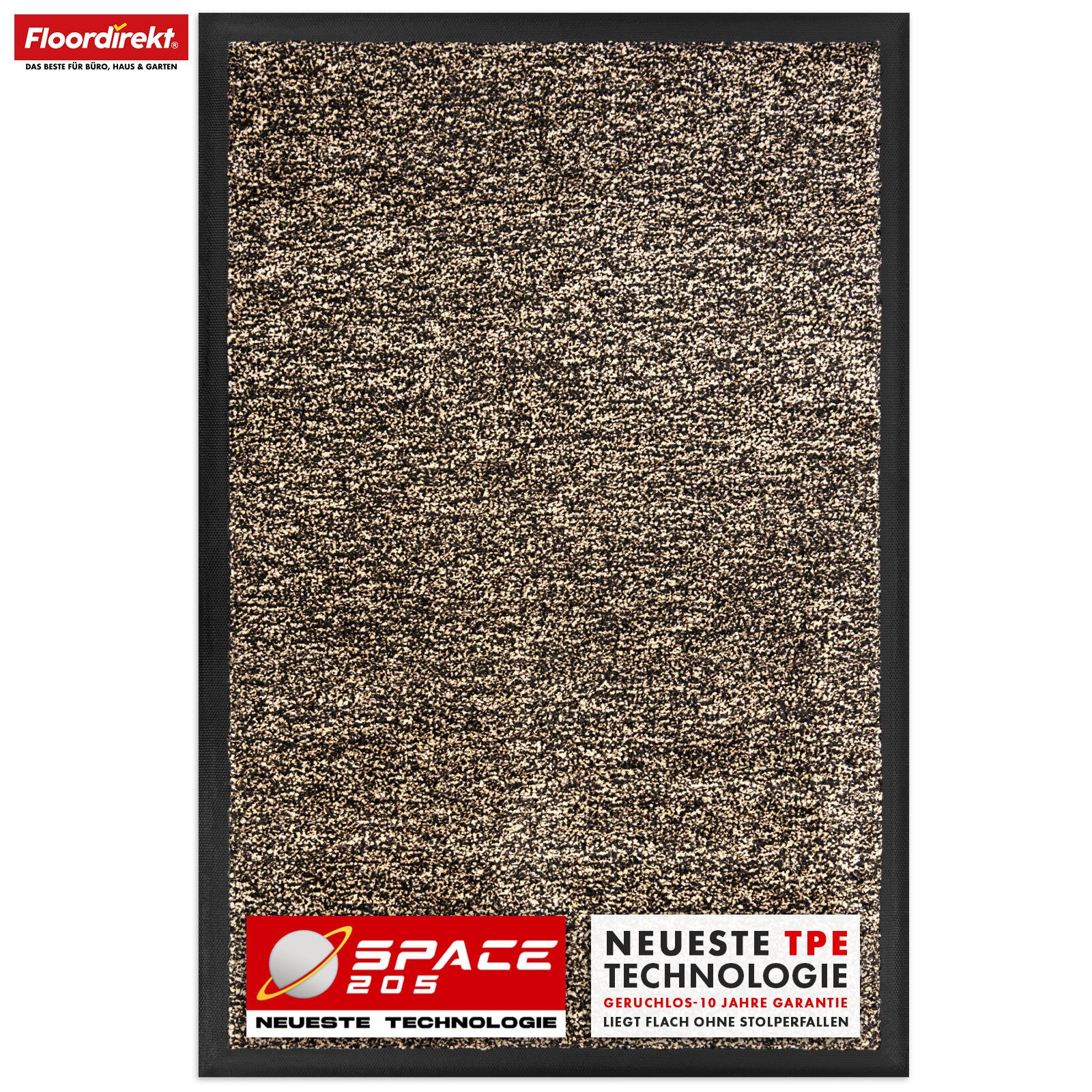 Floordirekt Fußmatte Space 205, Schmutzfangmatte hochabsorbierend - Matte Eingangsbereich, langlebig & rutschfest - Fußmatte innen/Schmutzfangmatte außen