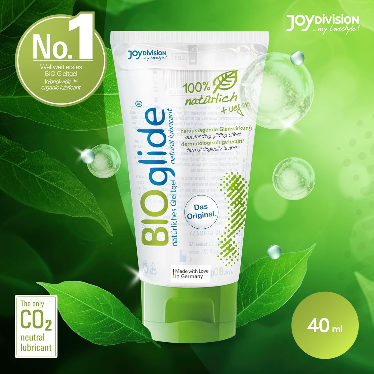 JOYDIVISION Gleitgel BIOglide Original, Biogleitgel, zertifizierte Naturkosmetik, vegan, natürliche Inhaltsstoffe