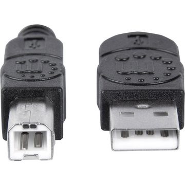 MANHATTAN Manhattan USB-Kabel USB 2.0 USB-A Stecker, USB-B Stecker 5.00 m Schwar USB-Kabel, (5.00 cm)