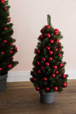 Wohnando Künstlicher Weihnachtsbaum Kleiner künstlicher Weihnachtsbaum mit roten Kugeln
